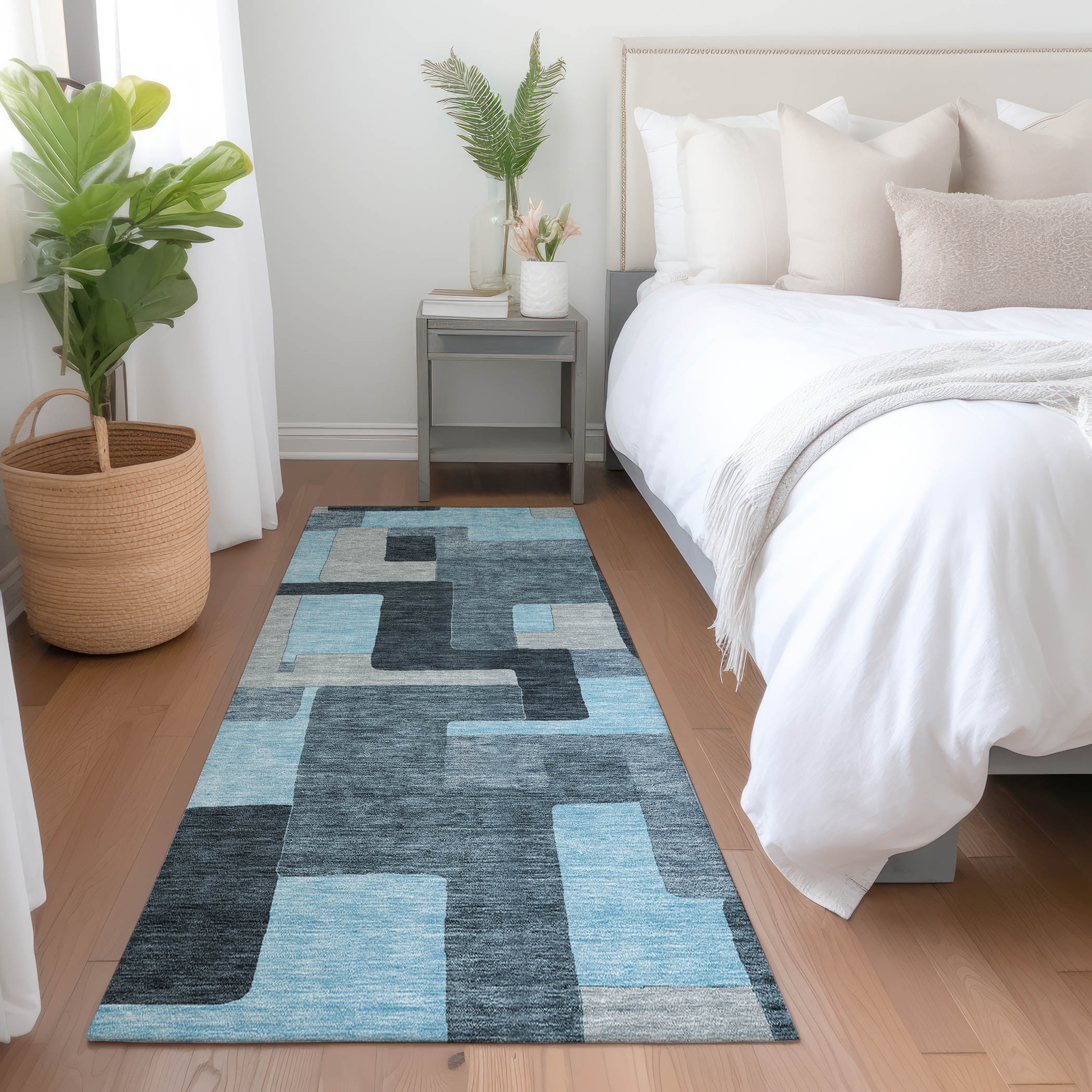 Addison Rugs ACN955SK2X8 Chantille ACN955SK 2 x 7 (ft) Polyester Sky Rectangular Indoor/Outdoor Geometric Machine washable Runner rug