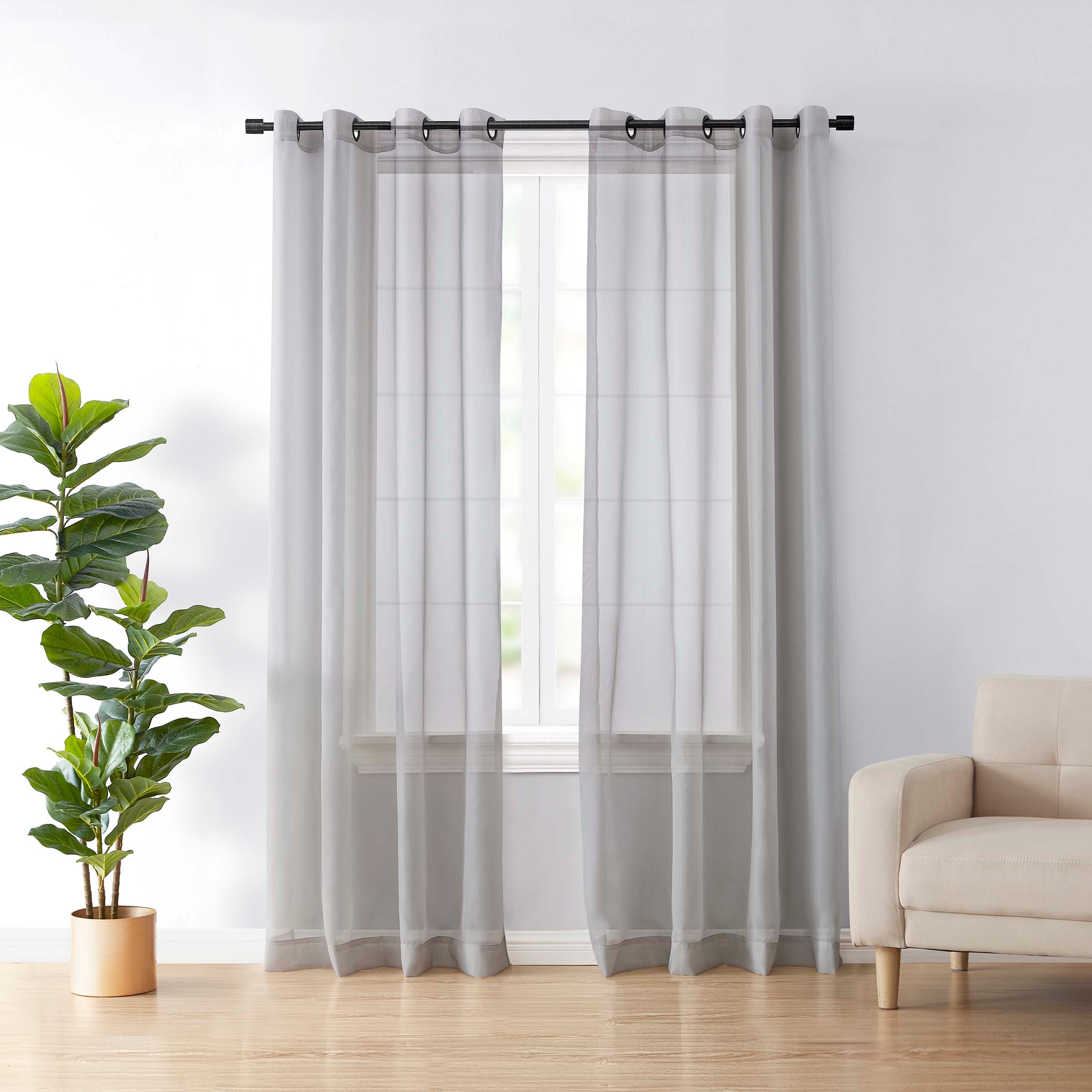 Arm & Hammer FZE00AADKLGY 63-Inches Grey Sheer Grommet Single curtain panel