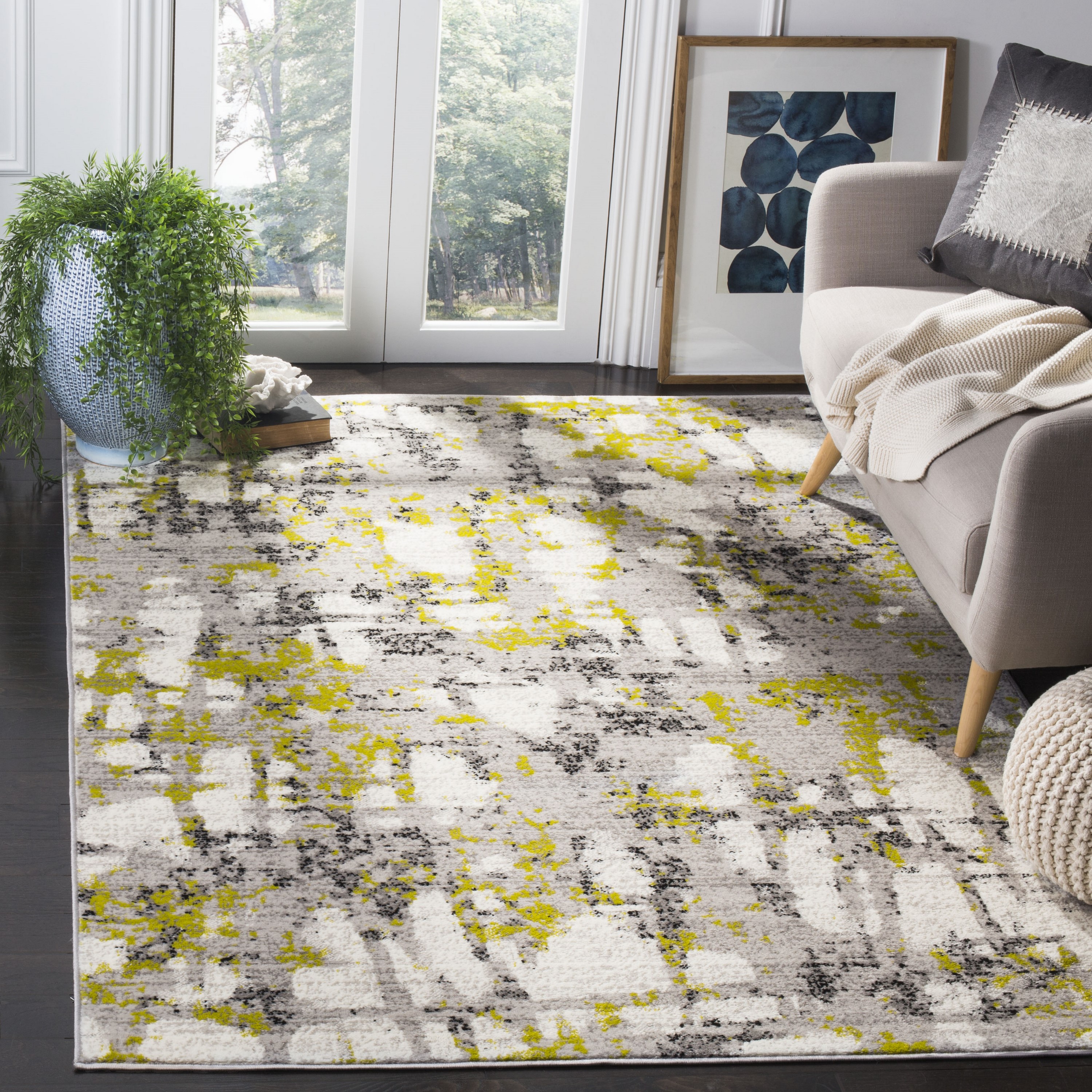 Safavieh SKY193G-4 Skyler Zinca 4 x 6 (ft) Loomed Polypropylene Gray/Green Rectangular Indoor Abstract Area rug