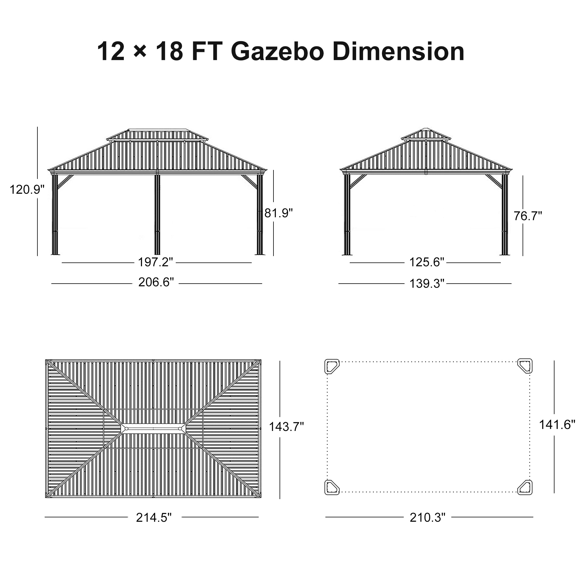 PURPLE LEAF LS04GHTG1218 Wood-Resin-Gazebos - View #14
