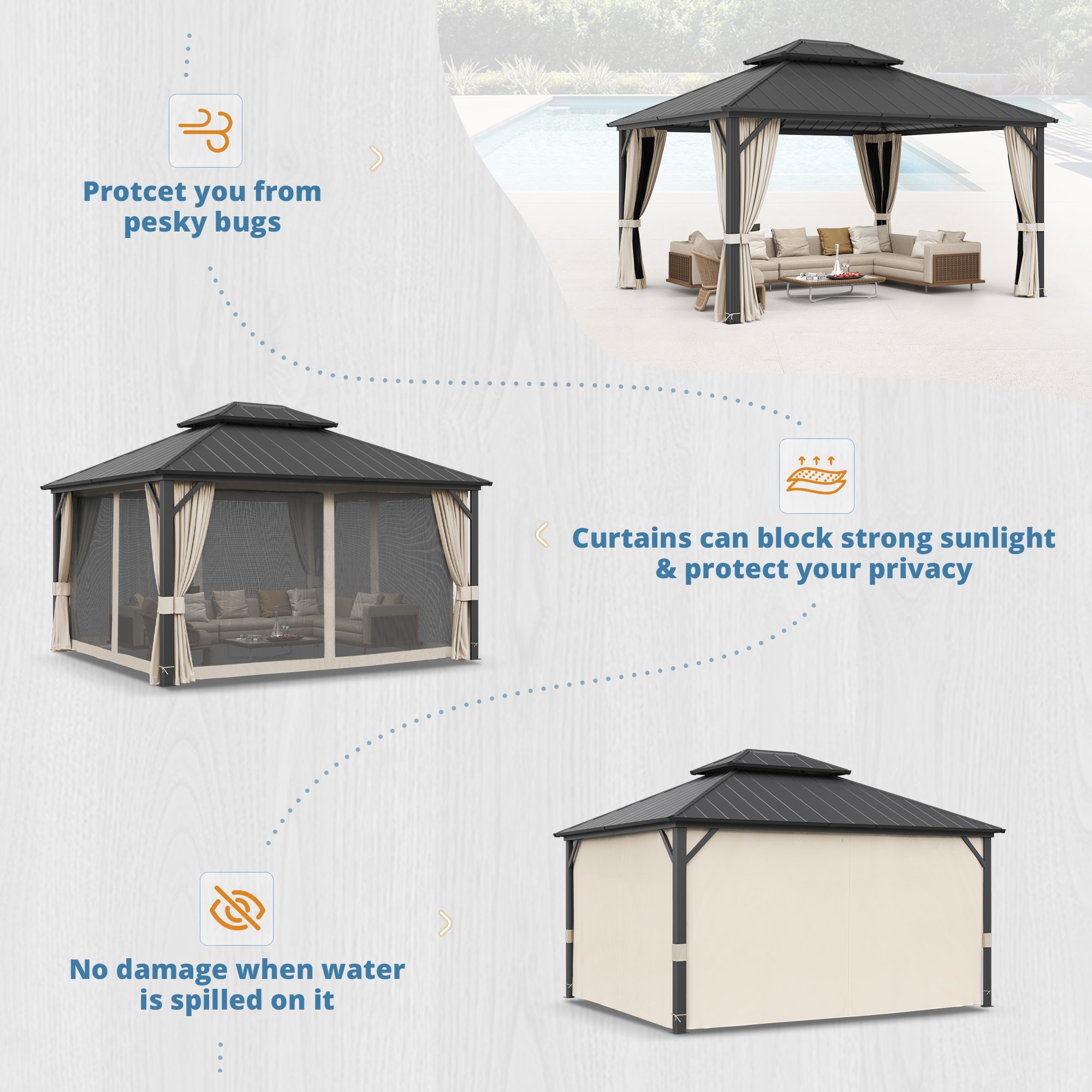 Yurevna KKLT-BL-3 Wood-Resin-Gazebos - View #7