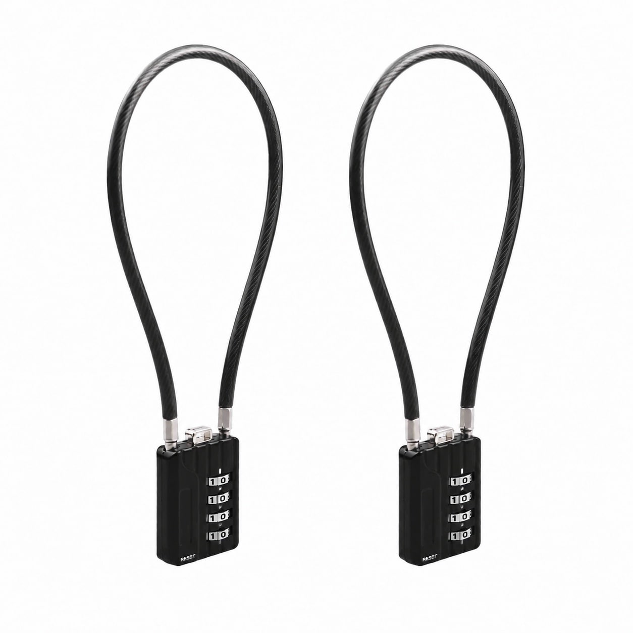 DYRCJ  -201 Two Pack Four Digit Combination Padlock with Twelve Inch Flexible Cable for Locker Luggage Suitcase Trash Can Helmet