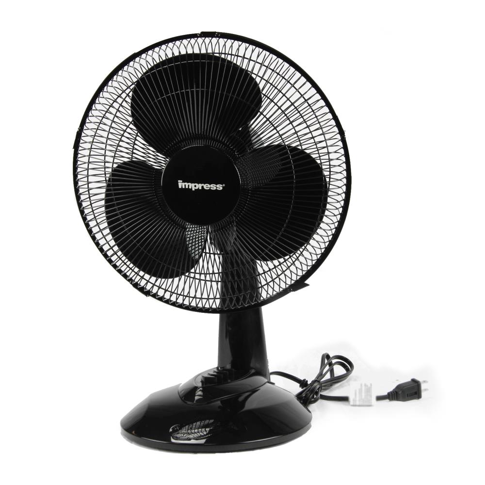 Impress 12-in 4-Speed Indoor Black Desk Fan in the Portable Fans department at