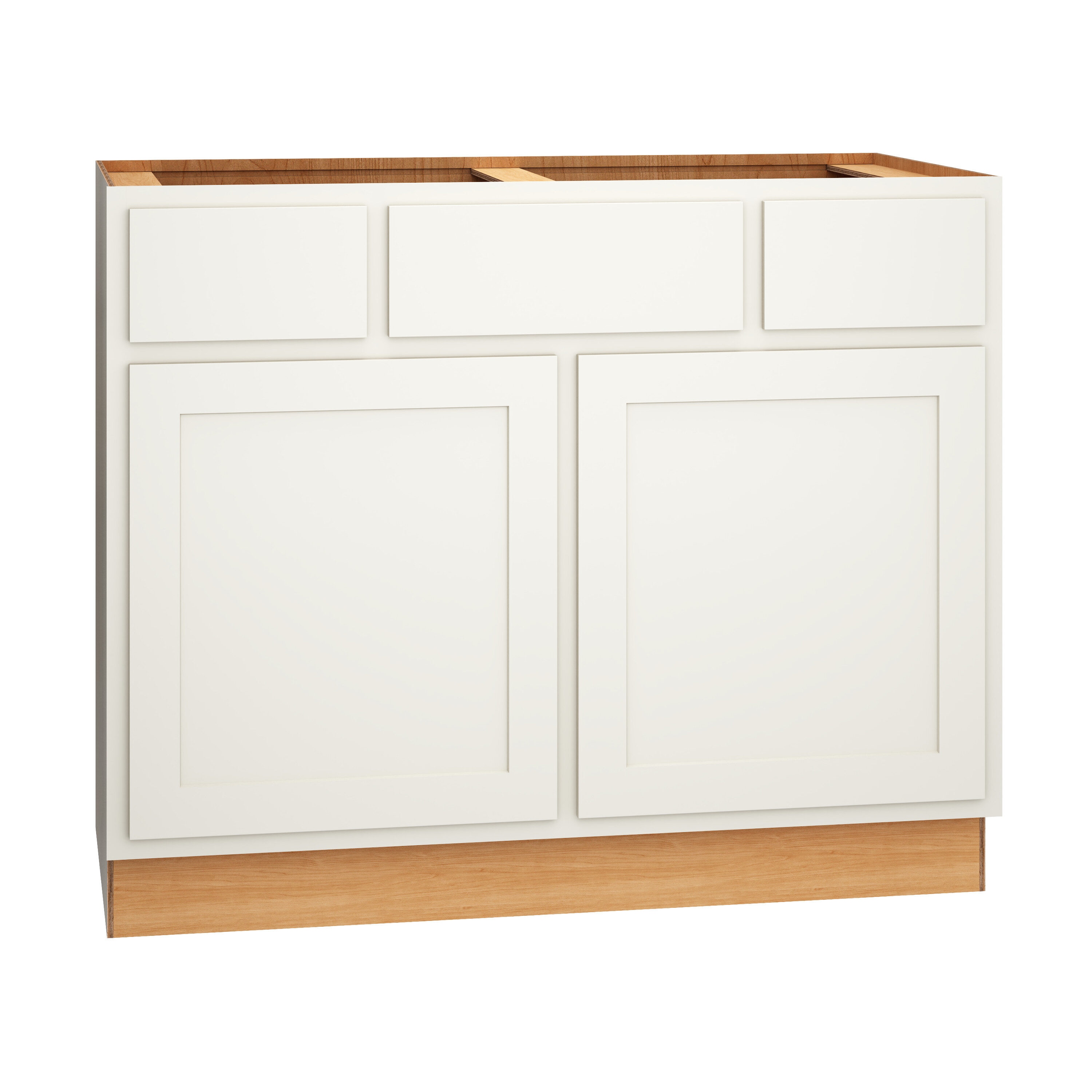 Diamond Express 321 2VSD423421 Jamestown 42-in White Partial Overlay Bathroom Vanity Base Cabinet without Top