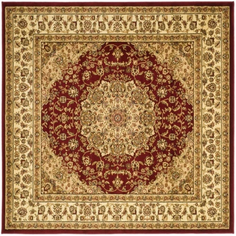 Safavieh LNH222B-8SQ Lyndhurst Nain 8 x 8 (ft) Loomed Polypropylene Red/Ivory Square Indoor Floral/Botanical Oriental Area rug