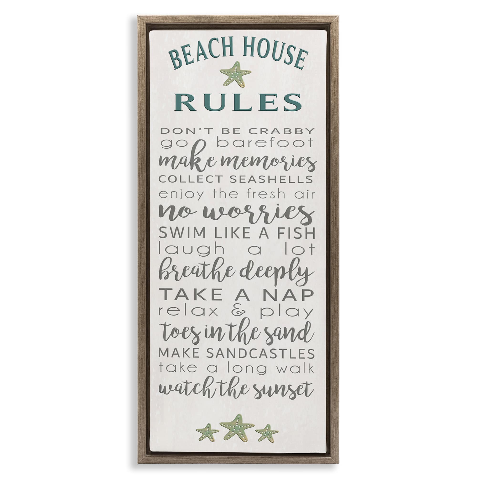 Stupell Industries BT-561-FFE-13X30 Fun Recreations Beach Rules Floating Frame design by Seven Trees Design