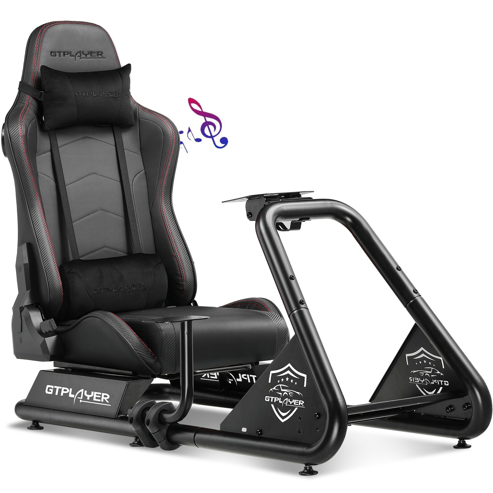 GTPLAYER X3-890-BLK+GTS03 Black Video Racing Simulator Cockpit with Seat and Bluetooth Speakers Sim Racing Cockpit AB Box