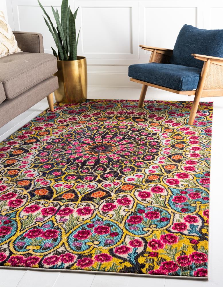 8' x 10' Blue Multi-Color Synthetic Bohemian Area Rug