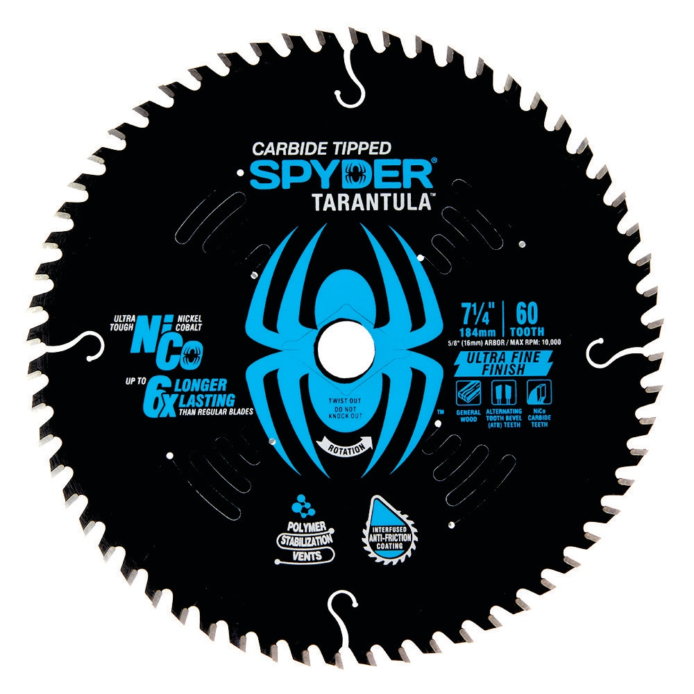 Spyder Ultra Fine 7-1/4-in 60-Tooth Fine Finish Tungsten Carbide-tipped  Steel Circular Saw Blade in the Circular Saw Blades department at