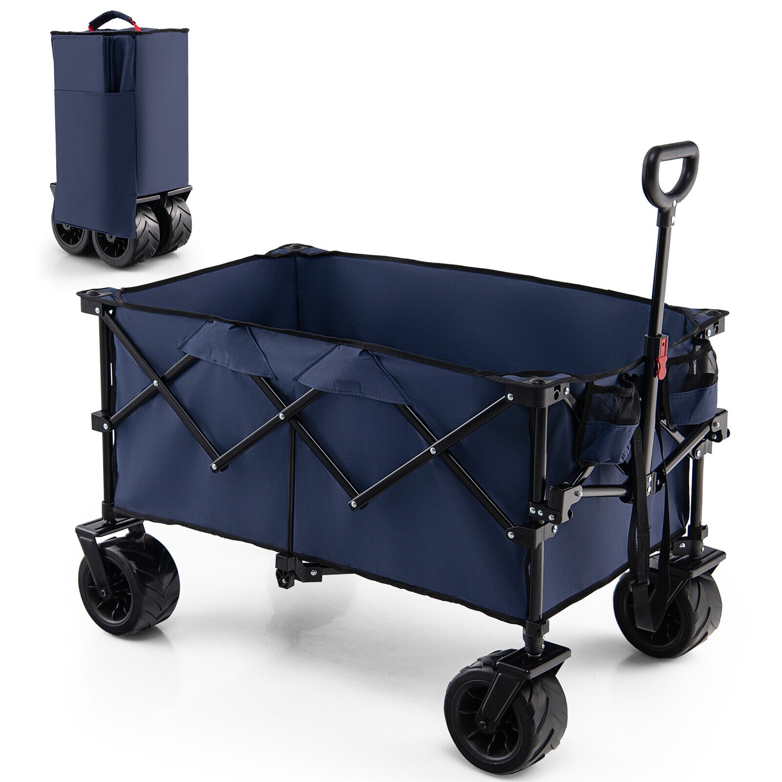 WELLFOR TSG35594BL Folding Yard Cart 6.01-cu ft Steel Folding Yard Cart
