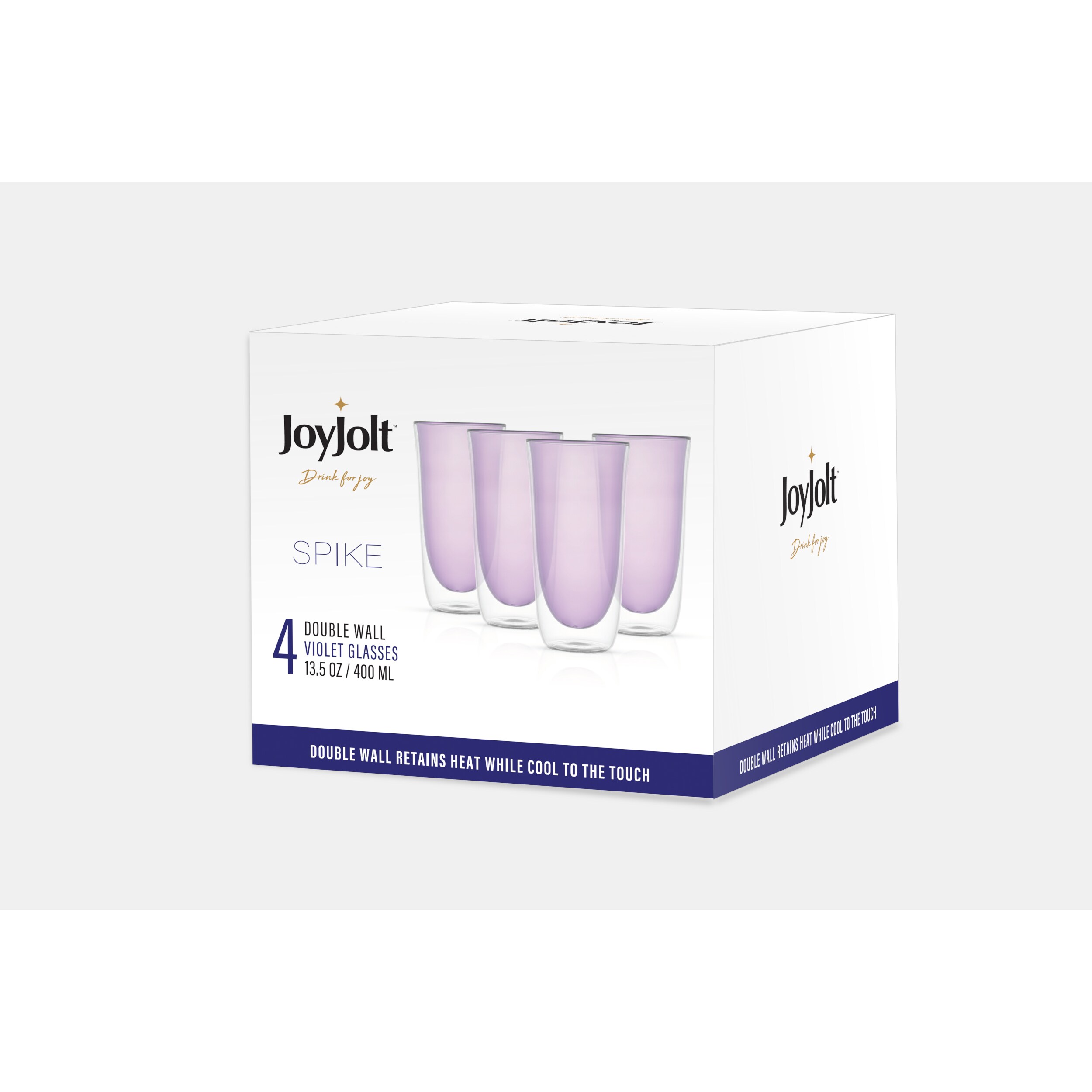 JoyJolt Aroma 13.5-fl oz Glass Violet Mug Set of: 4 in the