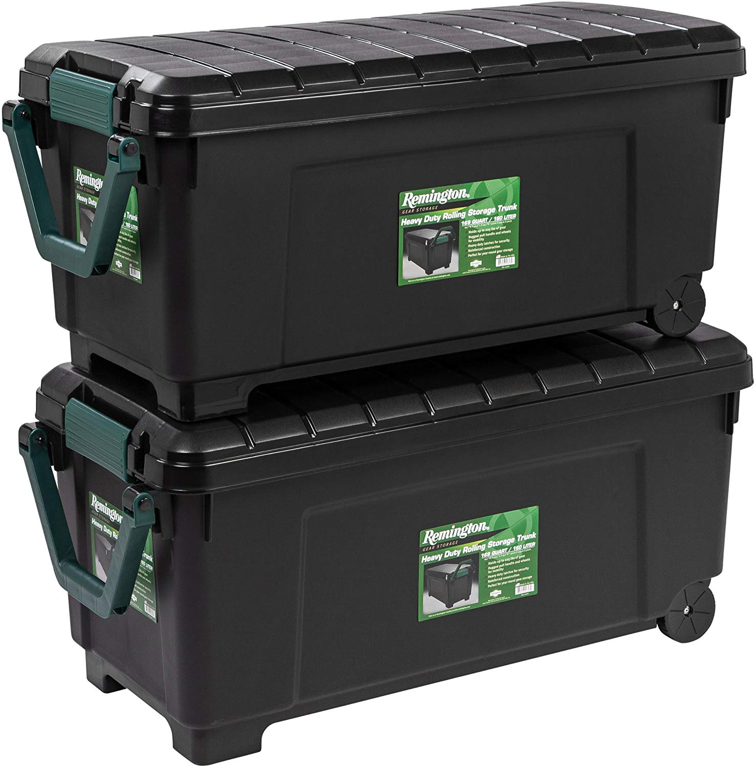 IRIS 2-Pack Large 42.25-Gallons (169-Quart) Black Heavy Duty Rolling Tote  with Latching Lid at