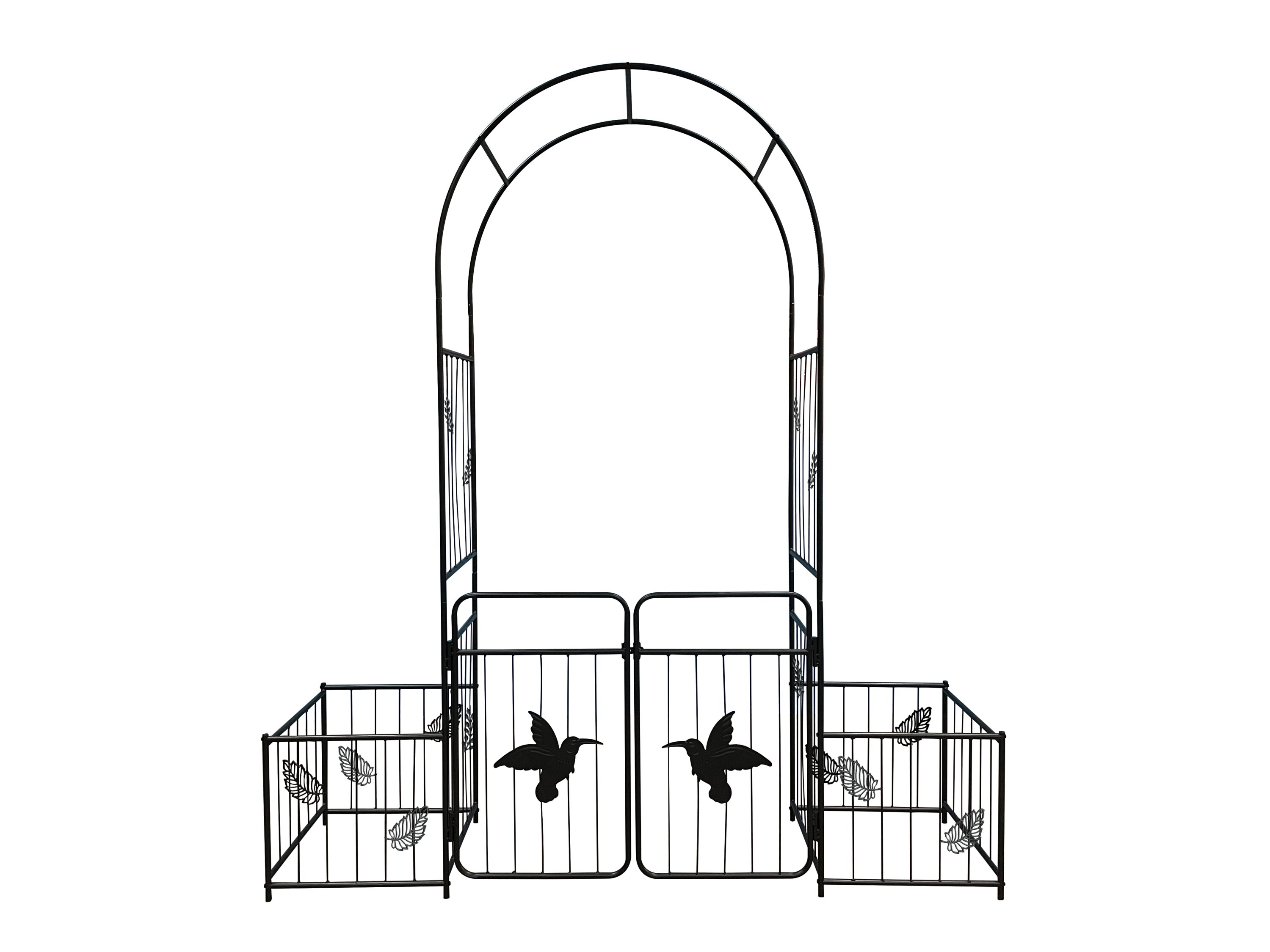 Damerin AGOP-24 Garden Trellis 80-in W x 87-in H Black Iron Fence Garden Trellis For Climbing Plants For Roses