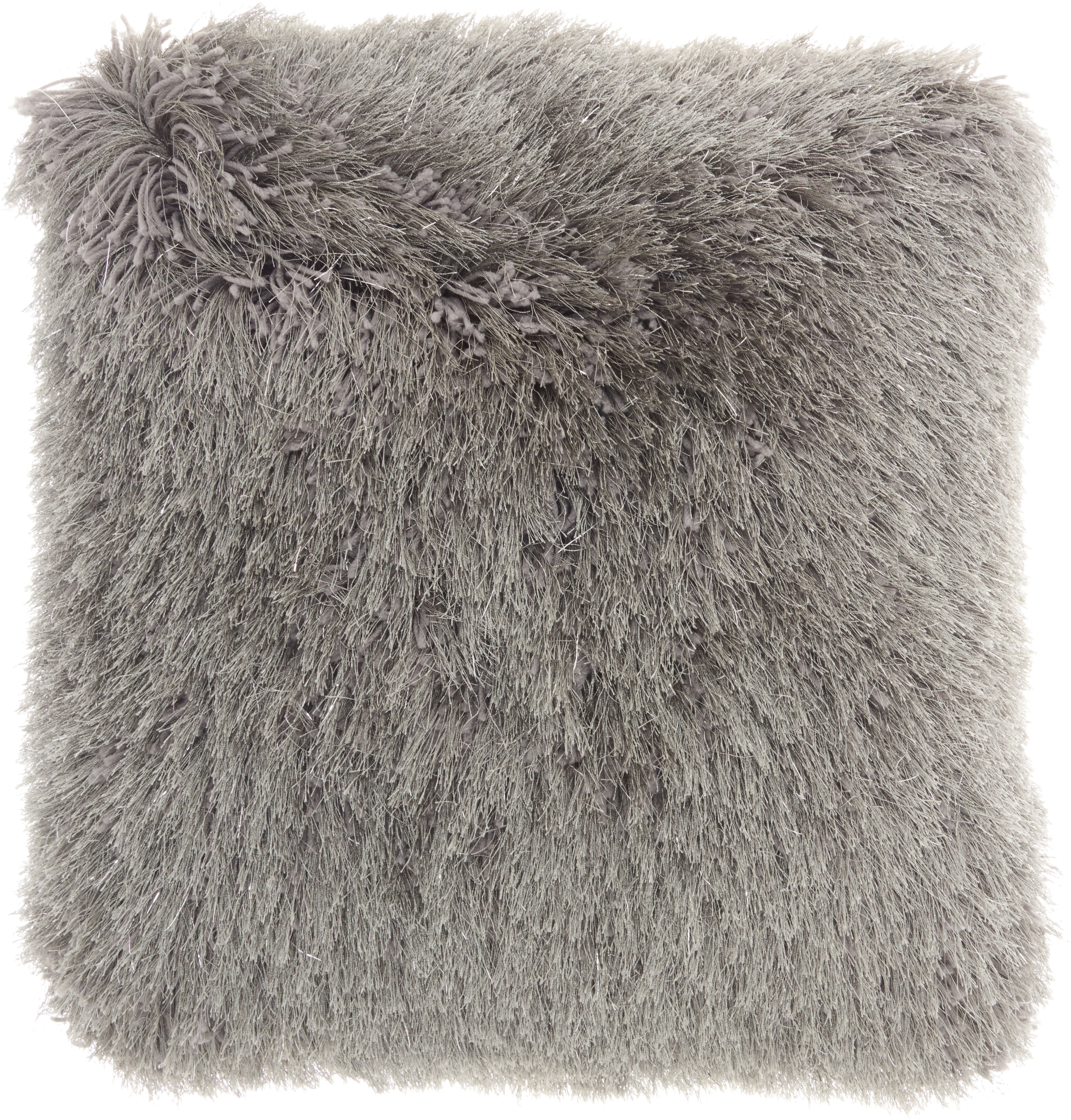 Mina Victory 798019058111 Shag 17-in x 17-in Charcoal Square Indoor Decorative Pillow
