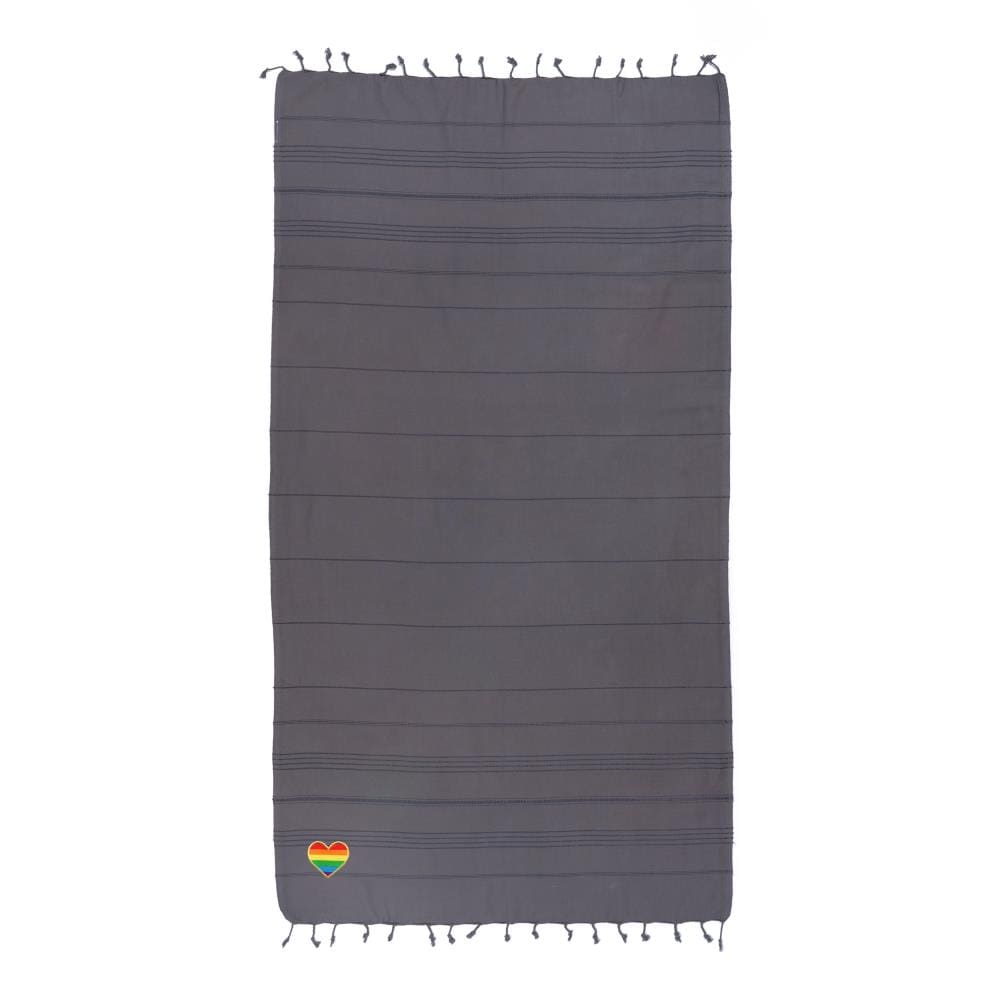 Linum Home Textiles SMR90-HRT Grey Turkish Cotton Quick Dry Beach Towel (Summer Fun- Rainbow Heart)