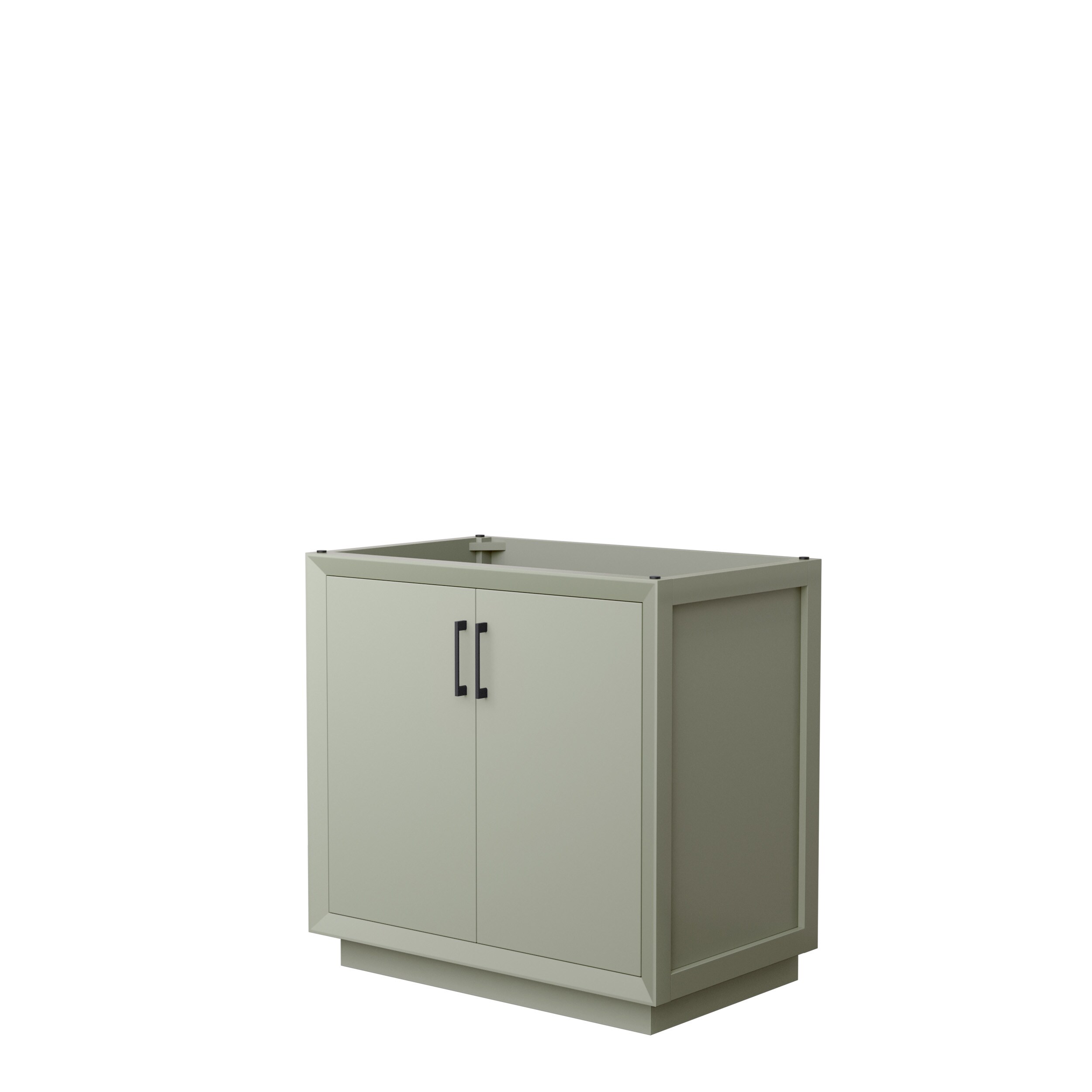 Wyndham Collection WCF414136SLBCXSXXMXX Strada 36-in Light Green with Matte Black Trim Bathroom Vanity Base Cabinet without Top