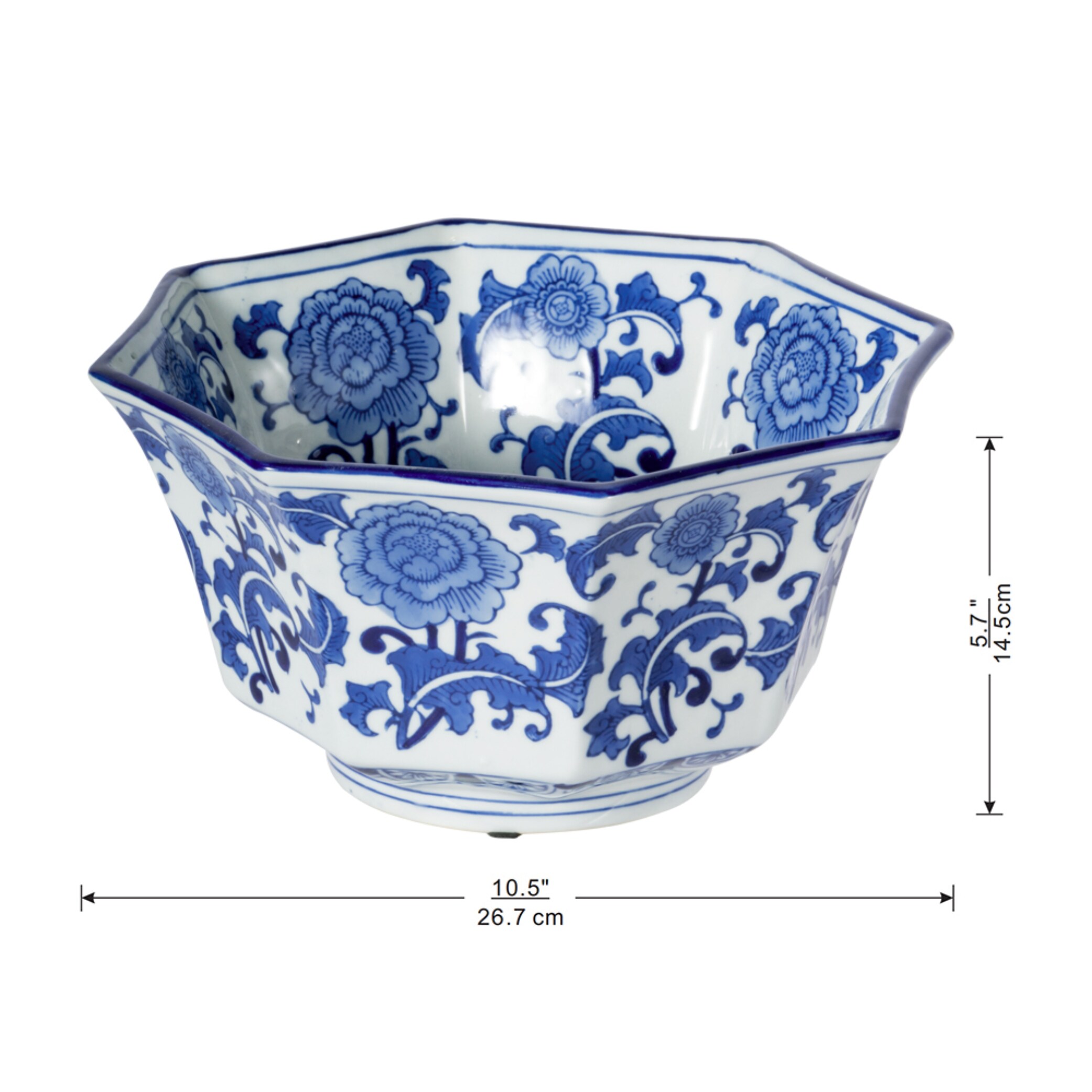 A&B Home Blue Porcelain Casual Decorative Bowl In The Decorative ...