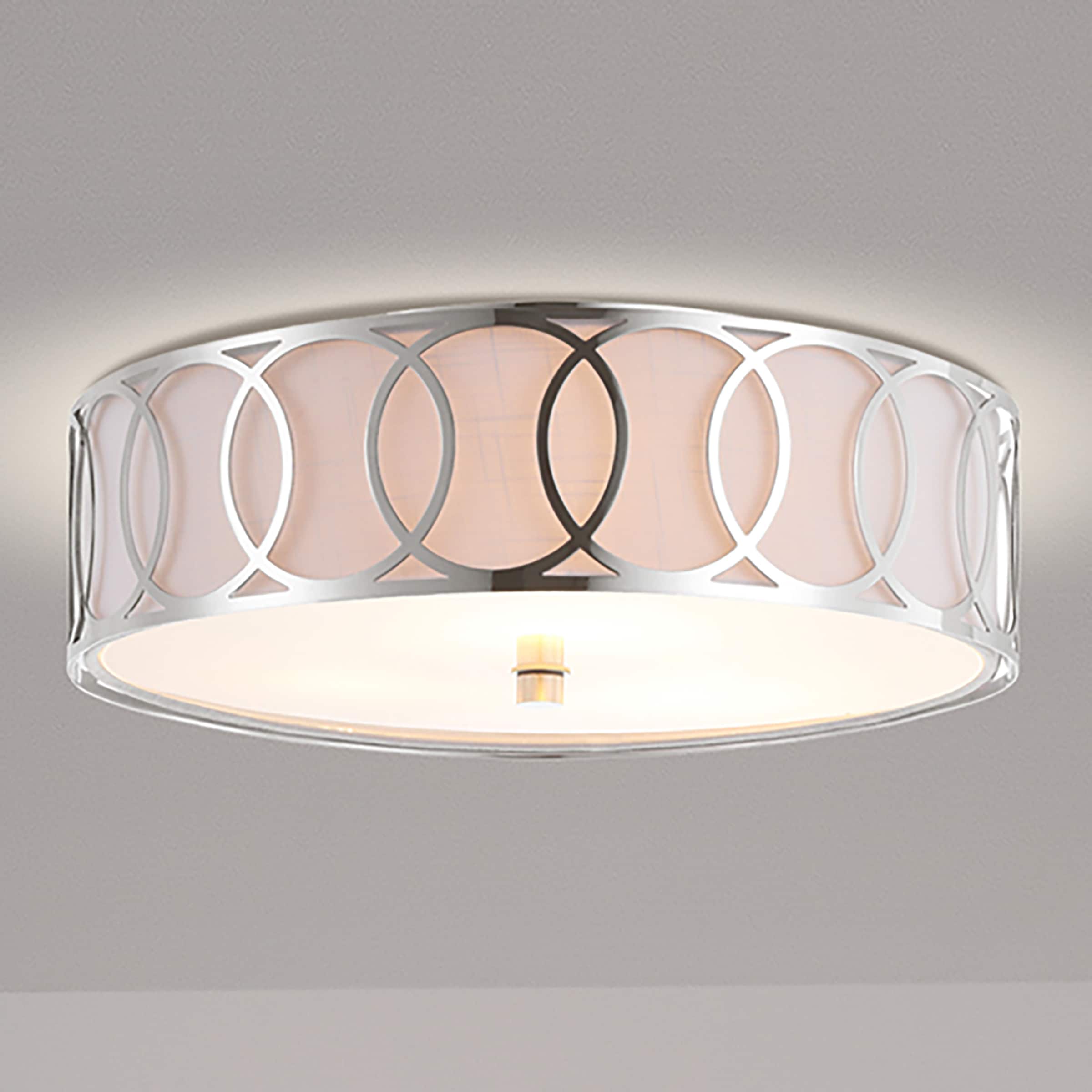 JONATHAN  Y JYL3503B Aubrey 15.5" Metal Transitional 1 -Light 15.5-in Polished Chrome Flush Mount Light