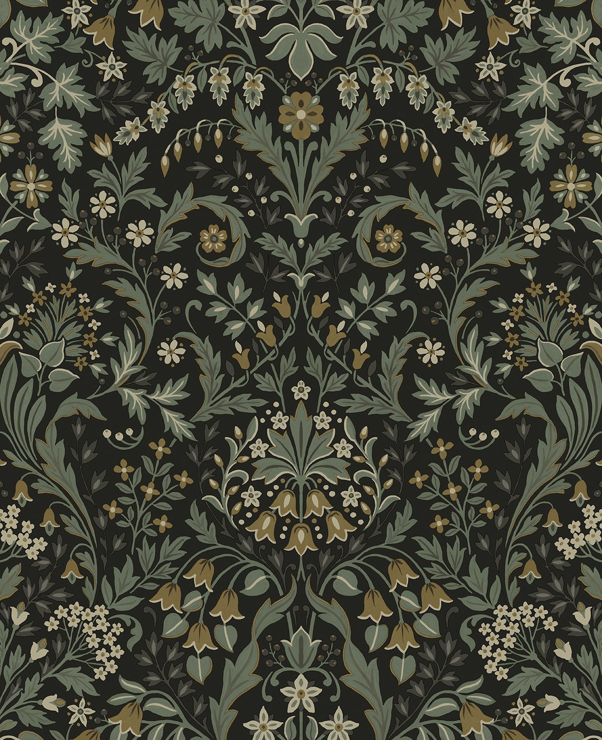 NextWall 30.75-sq ft Ebony and Sage Vinyl Floral Self-adhesive Peel and Stick Wallpaper