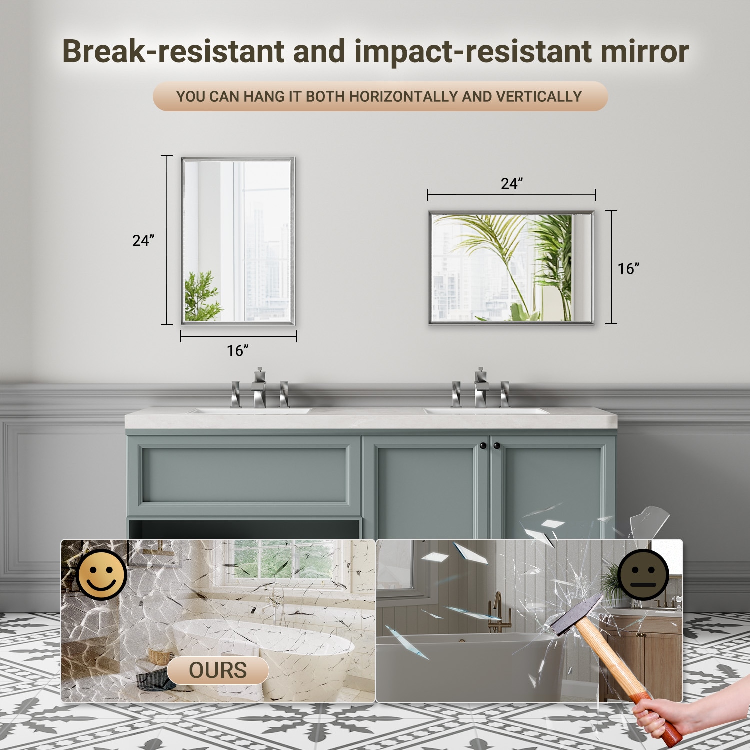 QueenFun TMFMB1624BS Framed-Bath-Mirrors - View #4