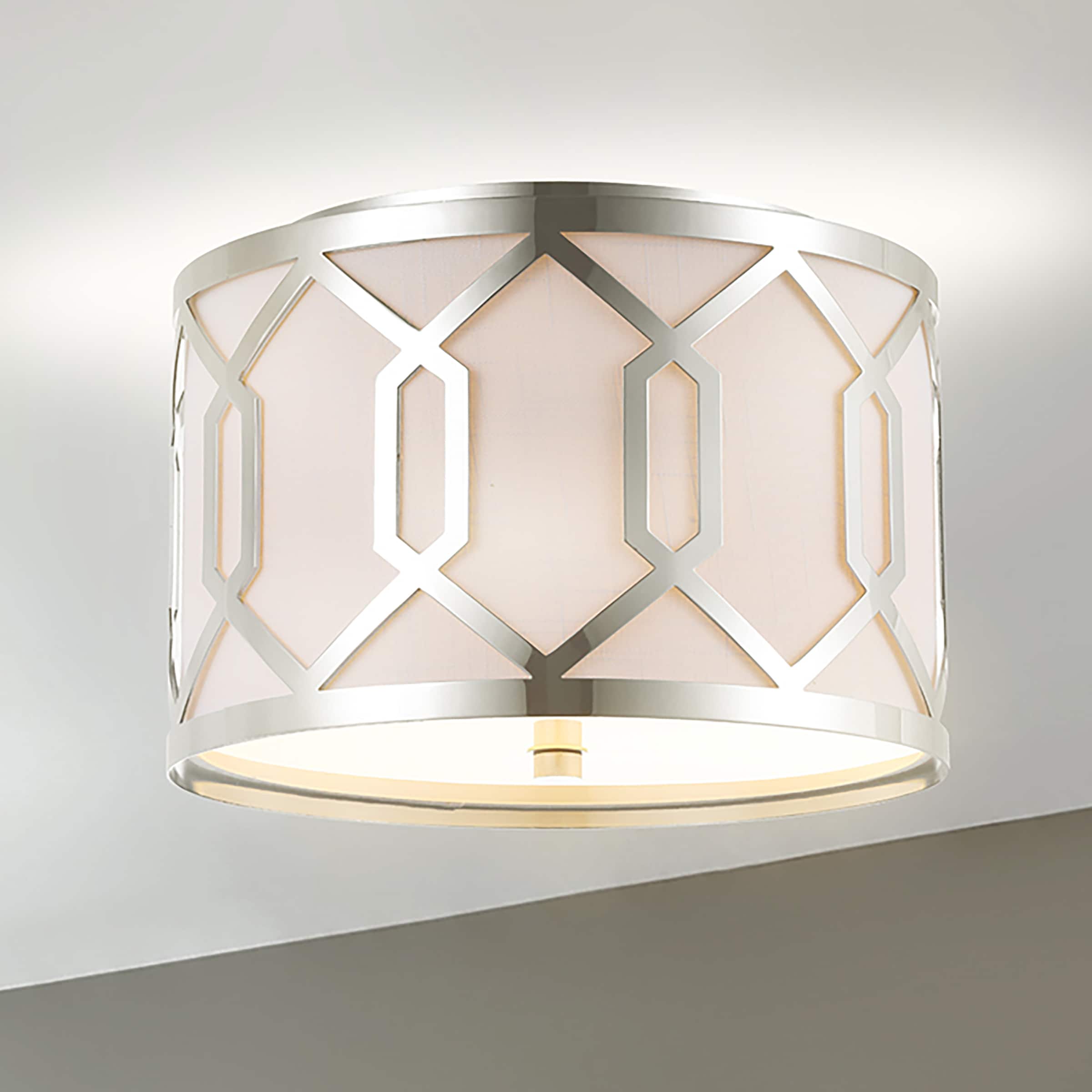 JONATHAN  Y JYL3501B Hex 12.5" Metal Transitional 1 -Light 12.5-in Polished Chrome Flush Mount Light