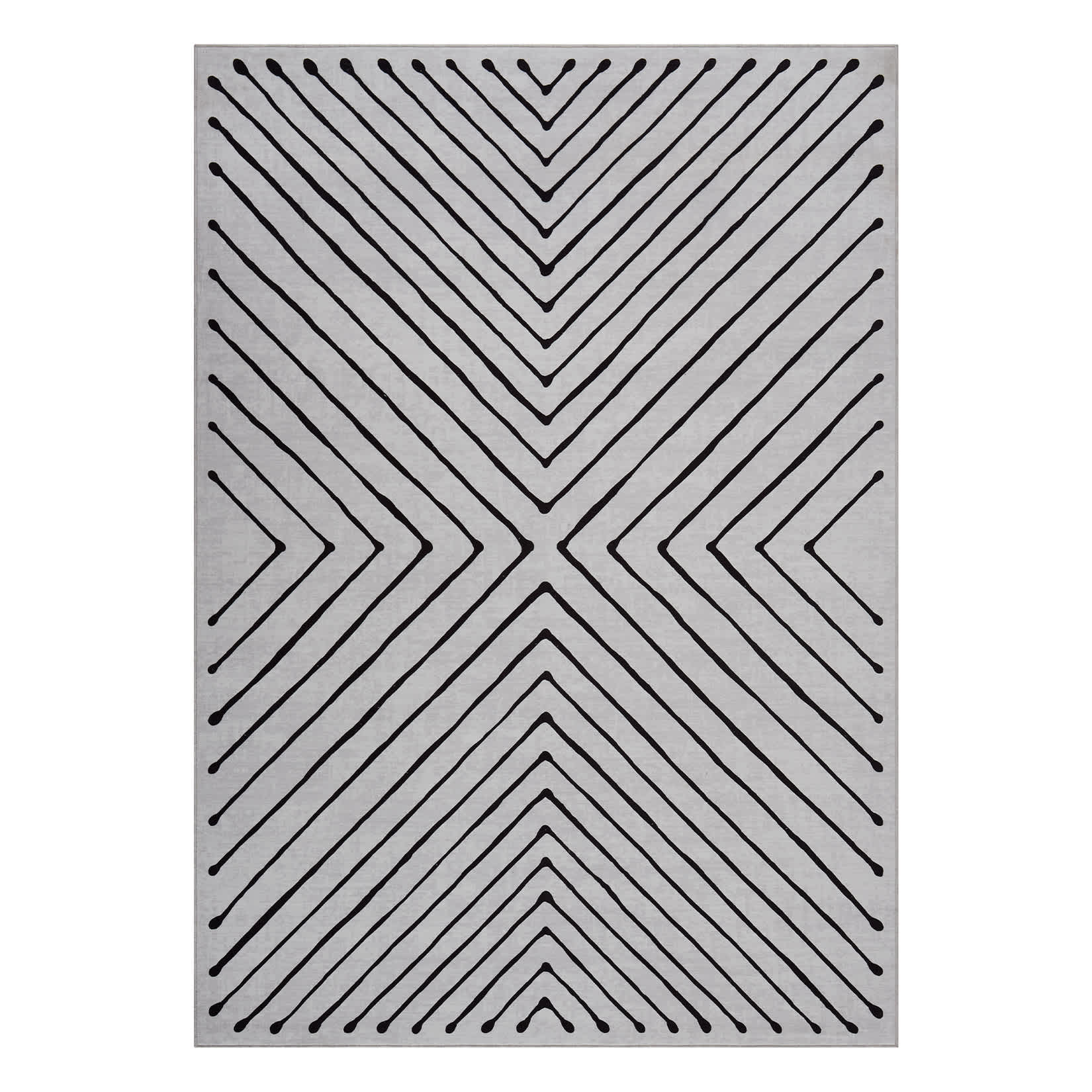 WhizMax SUNNY-PHK-33CCFCPL 2 x 6 ft Polyester Beige Rectangular Hallway Entryway Bathroom Kitchen Geometric Stripped Lines Print Modern Machine Washable Runner Rug