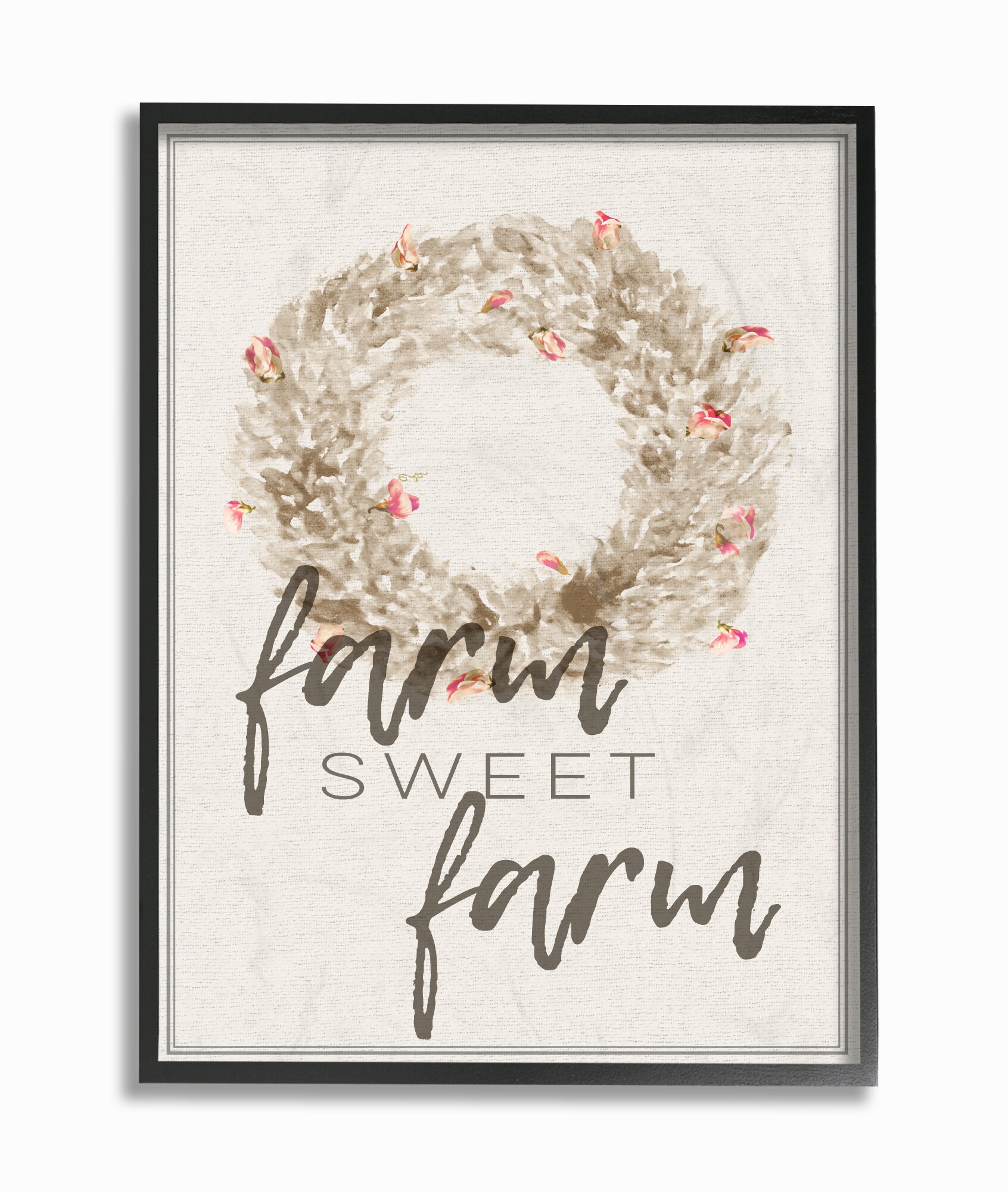 Stupell Industries MWP-333-FR-16X20 Farm Sweet Farm Wreath Typography Daphne Polselli Framed 20-in H x 16-in W Abstract Print