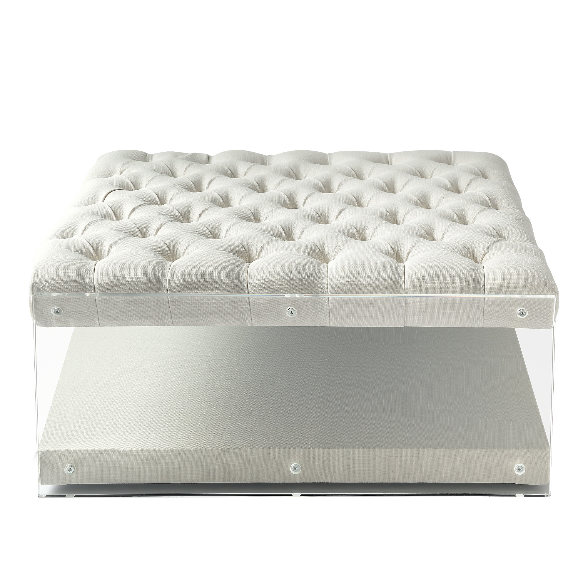 Inspired Home ON43-03CW-LS Fleur Modern Cream White Ottoman