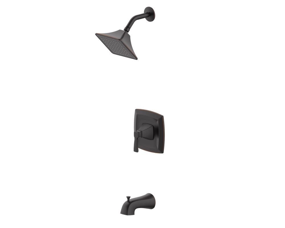 allen + roth 873X-722707 Chesler Oil Rubbed Bronze 1-handle Single function 3.54-in Square Bathtub and shower Faucet with Valve