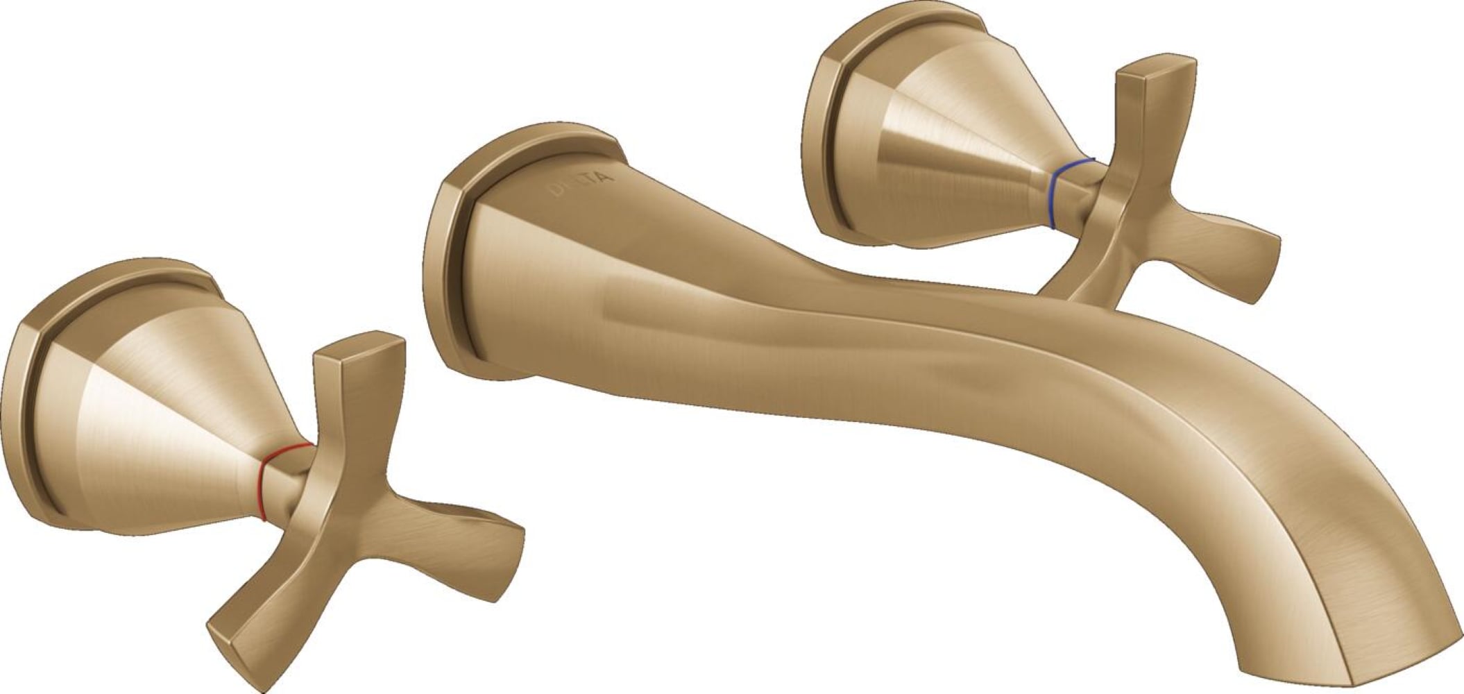 Delta T35766LF-PR-WL Stryke Lumicoat Chrome Wall-mount 2-handle WaterSense Low-arc Residential Handle Bathroom Sink Faucet