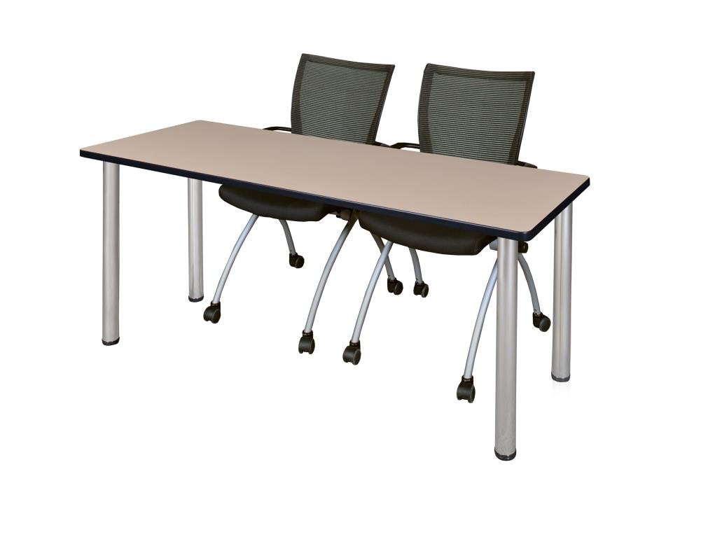 Regency MT7224BEBPCM09BK Training Off-white 4-Person Training Table (72-in W x 29-in H)