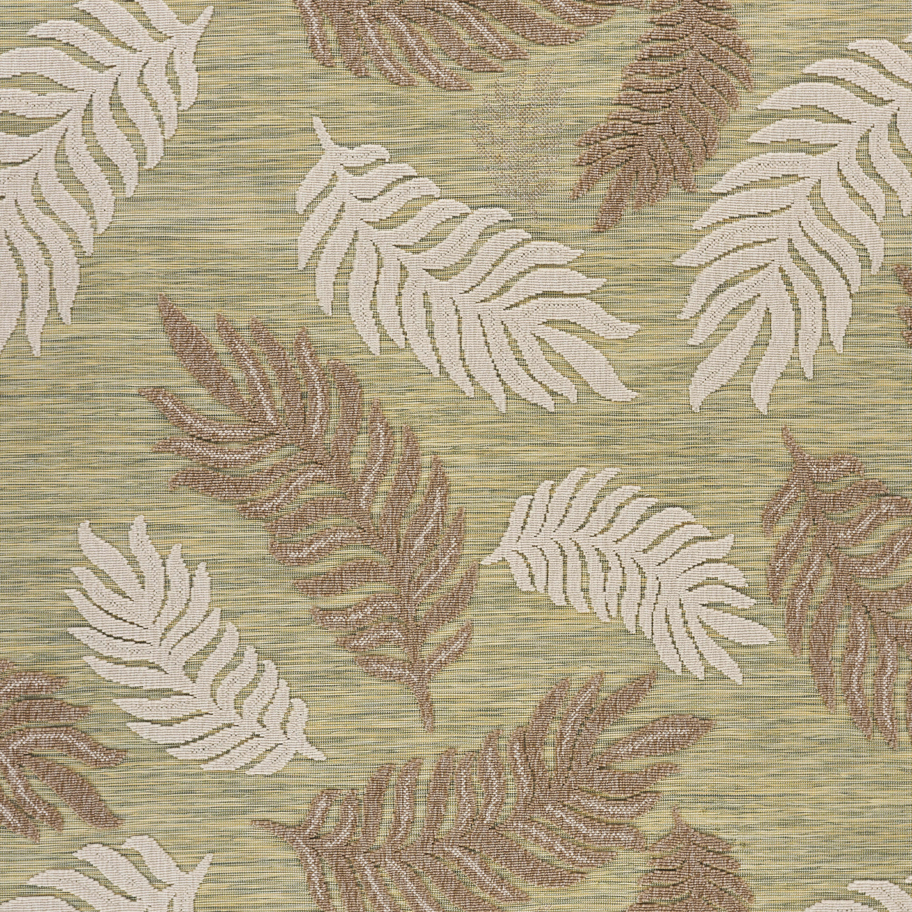 Tropical Green Leaf 5' x 7' Easy-Care Indoor/Outdoor Area Rug
