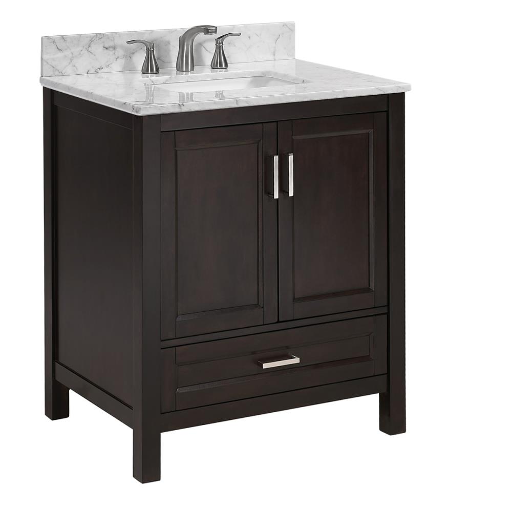 Durham 30-in Light Gray Single Sink Bathroom Vanity with Carrara Natural Marble Top