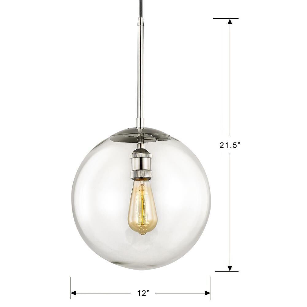 allen + roth Asheville Polished Nickel Industrial Clear Glass Globe LED ...