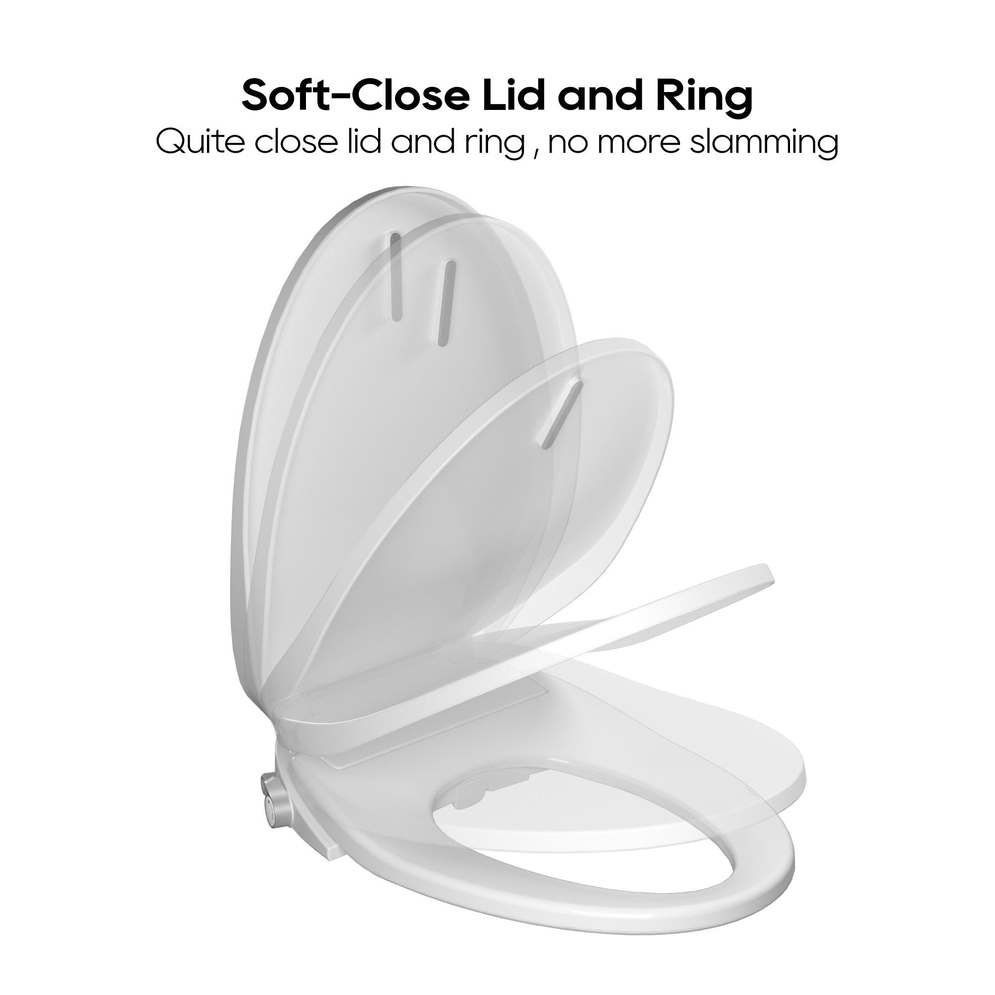 White Elongated Heated Bidet Toilet Seat with Night Light