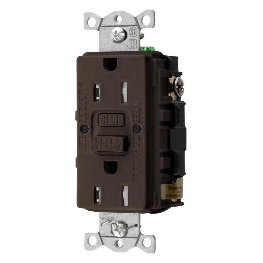 Hubbell GFTRST15Z 15-Amp 125-volt Tamper Resistant GFCI Residential/Commercial Decorator Outlet, Brown