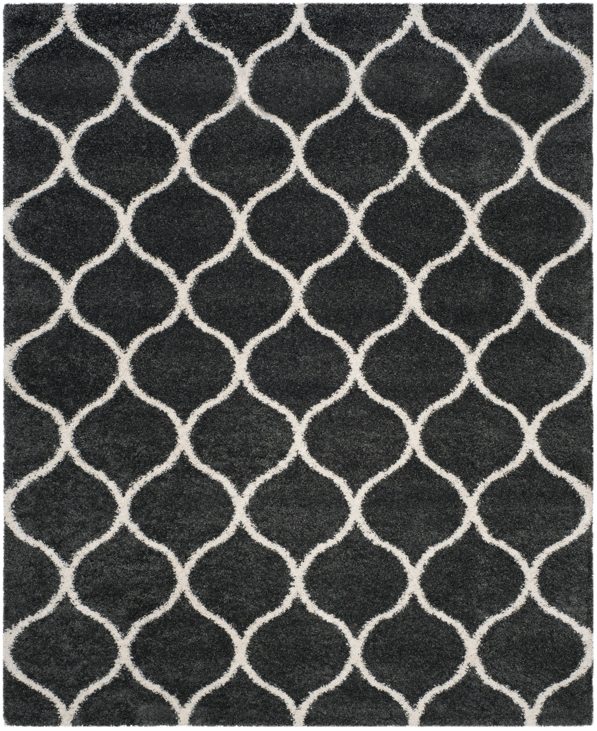 Safavieh SGH280G-6 Hudson Hathaway Shag 6 x 9 (ft) Loomed Polypropylene Dark Gray/Ivory Rectangular Indoor Trellis Area rug