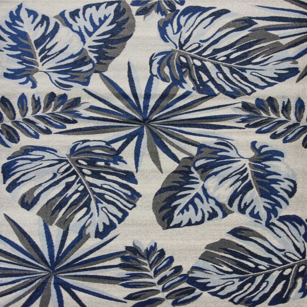 HomeRoots 349846 Bernadette 7 X 10 (ft) Blue and Gray Indoor Floral/Botanical Area Rug