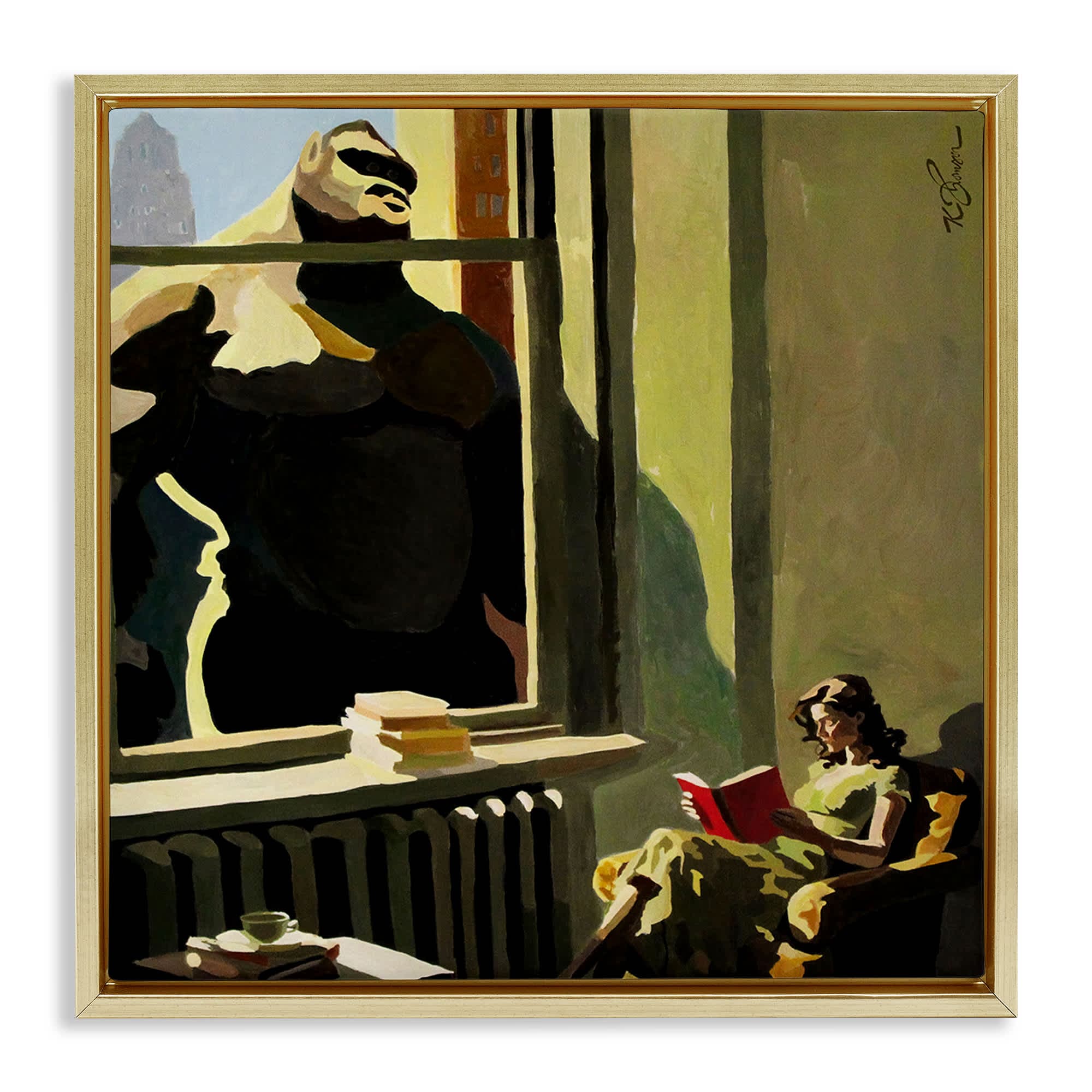 Stupell Industries BS-819-FFG-17X17 Gorilla in Window Scene Floating Frame design by Keith Thomson