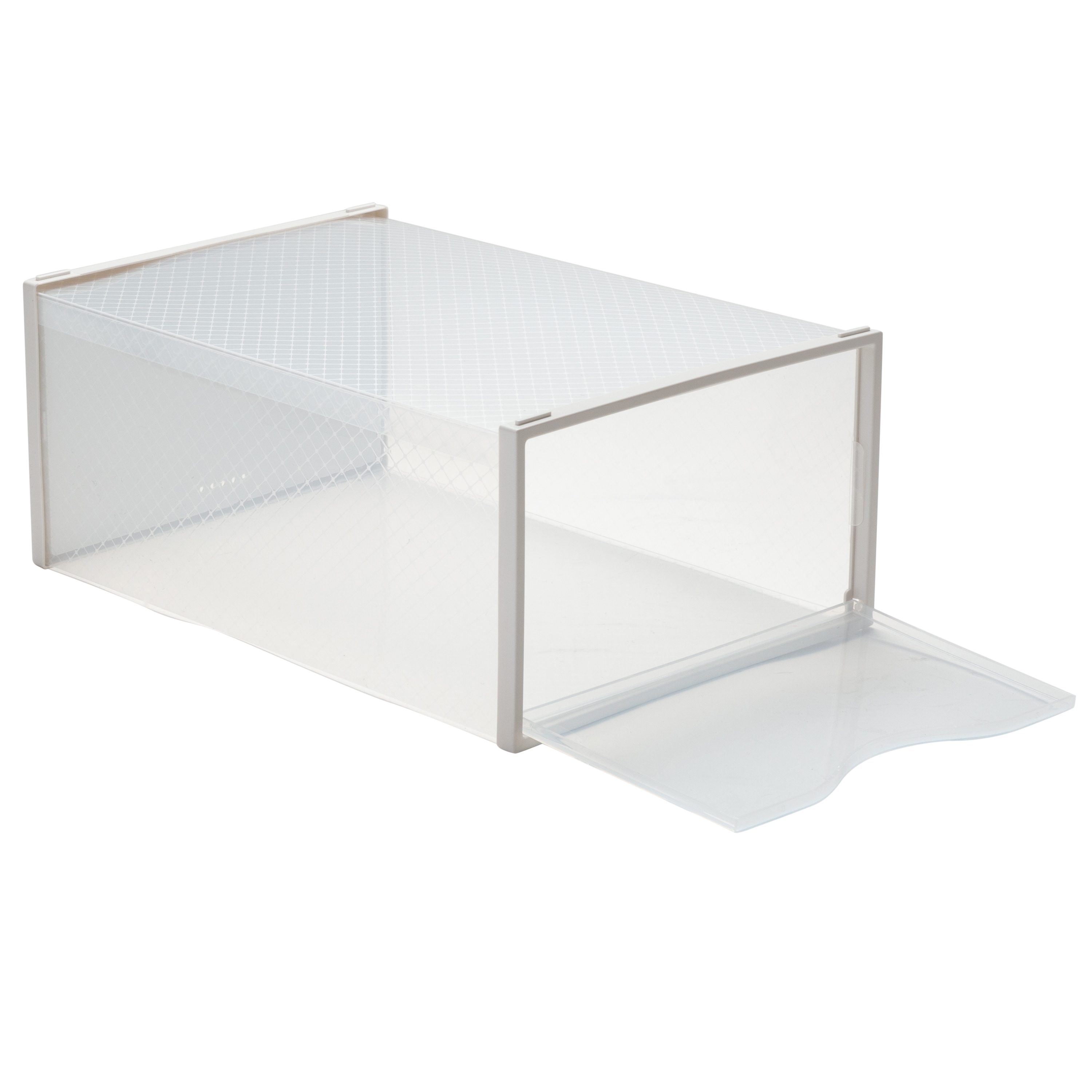 White Stackable Plastic Drop-Front Shoe Boxes Set of 12