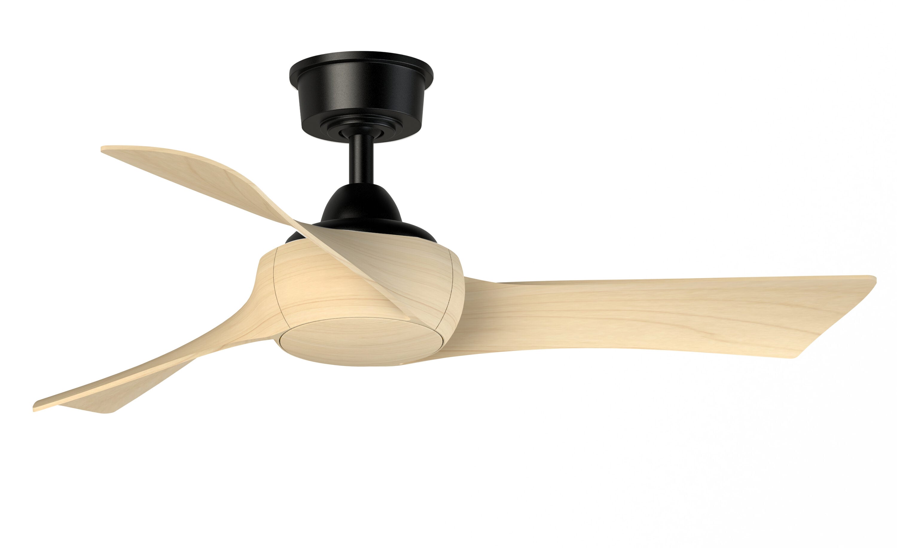 Fanimation Wrap Custom 44-in Black with Natural Blades Indoor/Outdoor Smart Ceiling Fan Light Kit Compatible and Remote (3-Blade) FPD8530BL-44N Sansujyuku sansujyuku.com