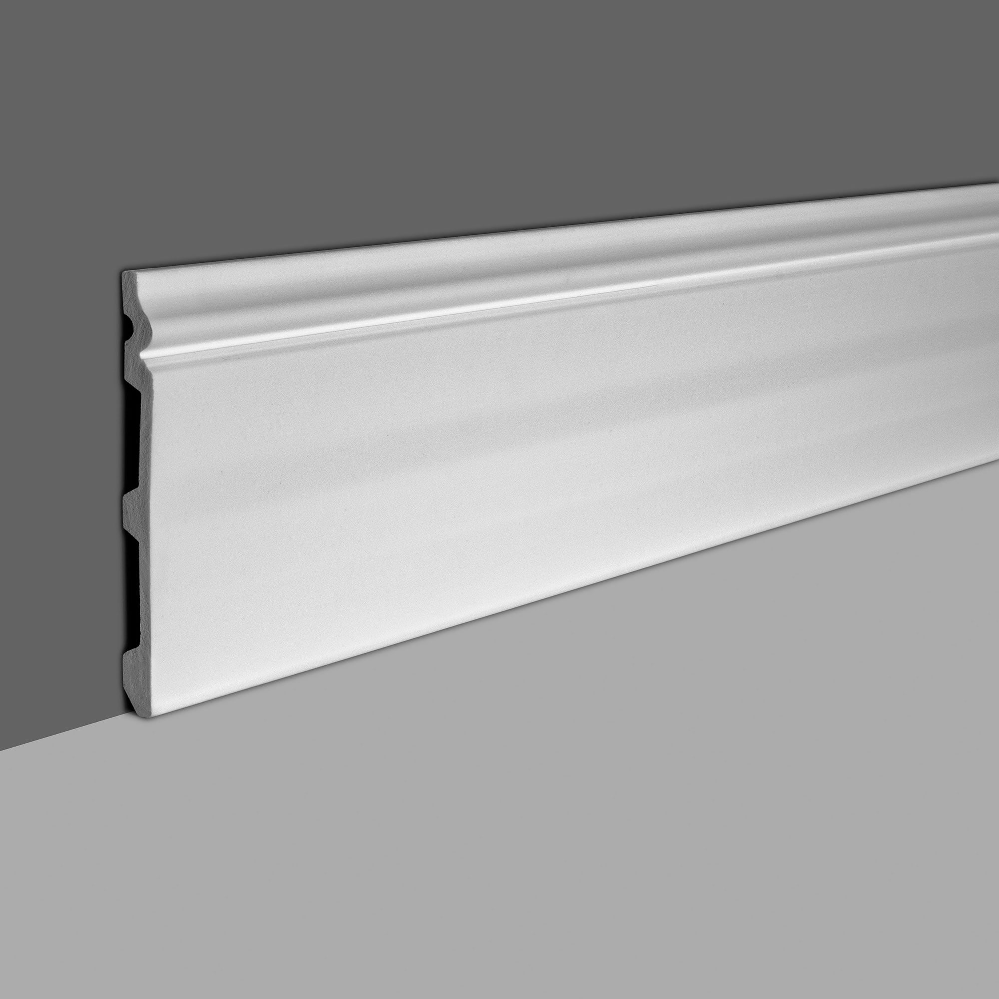 Architectural Products by Outwater 3P5.37.01100 5/8-in x 7-3/4-in x 8-ft Modern Primed Polystyrene Baseboard Moulding 5 -Pack