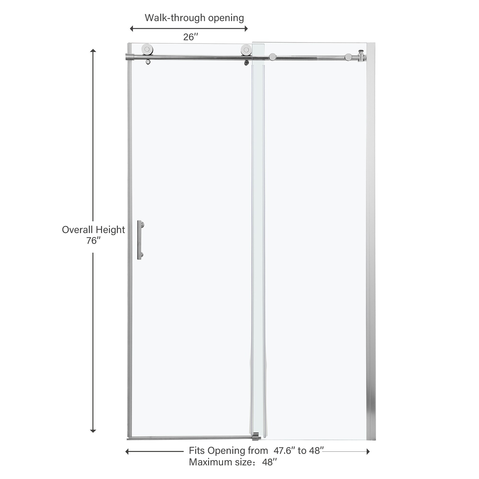 Lordear LD shower door Chrome 47-3/4-in to 48-in W x 76-in H Semi ...