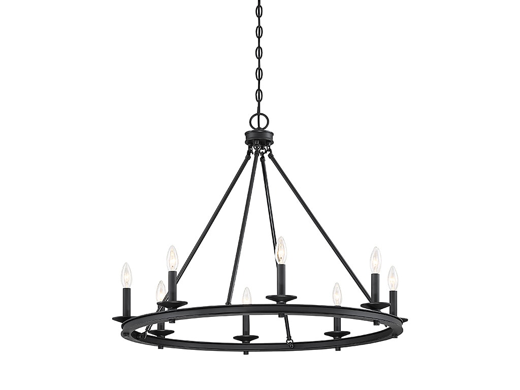 Classic Bronze 8-Light Chandelier with Open Hoop Design