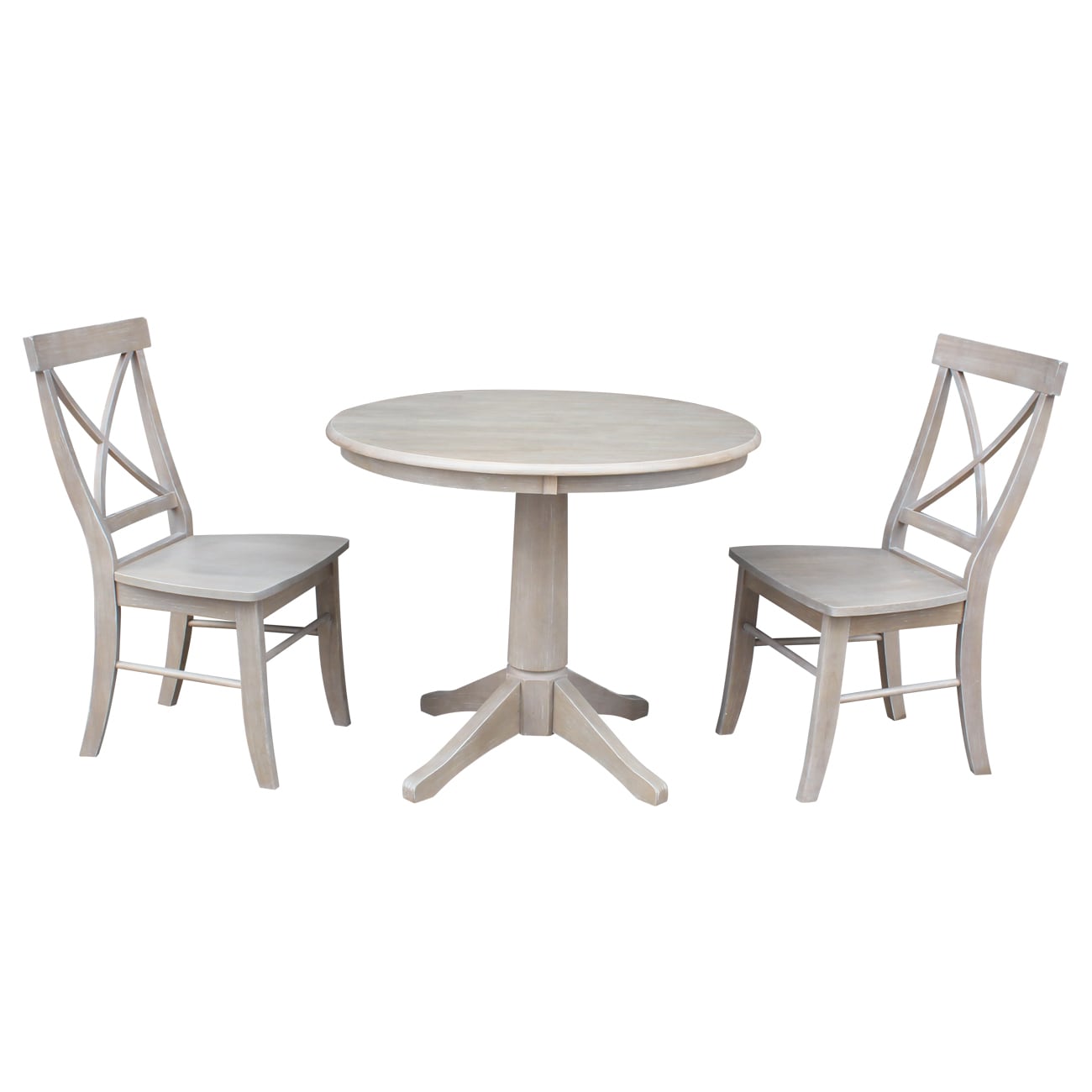 International Concepts K09-36RT-27B-C613-2 Washed gray taupe Casual Dining Room Set with Round Table ( Seats 2 )
