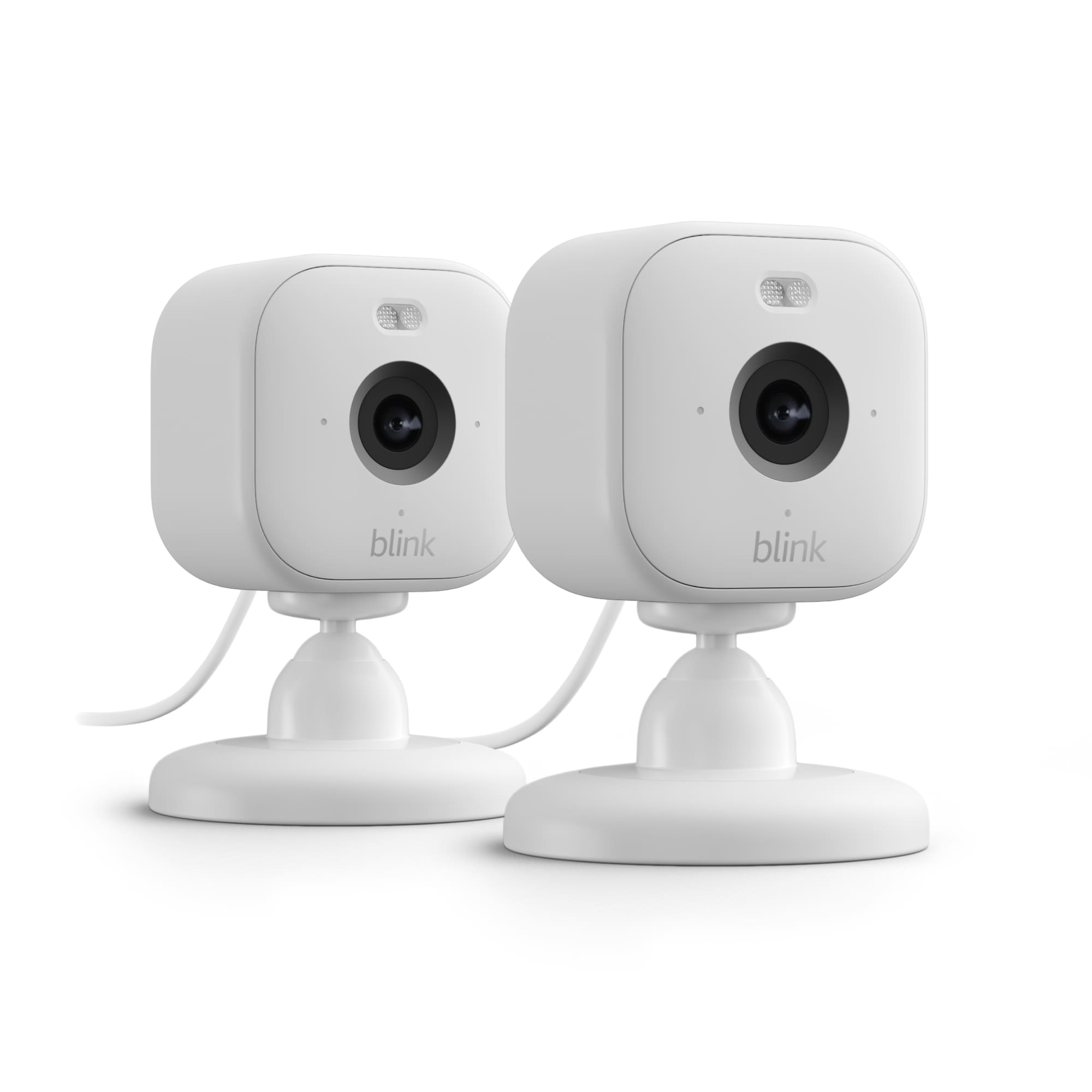 Blink Mini 2 - Plug-in Smart Security Camera with HD Night View in Color, Built-in Spotlight, Two-way Audio and Motion Detection, Works with Alexa - 2-Pack - White