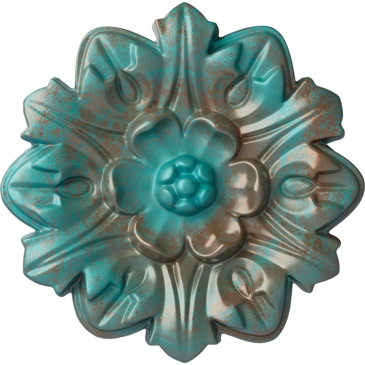 Ekena Millwork CM07EMCGS Emery Leaf 7.625-in W x 7.625-in L Copper Green Patina Polyurethane Ceiling Medallion