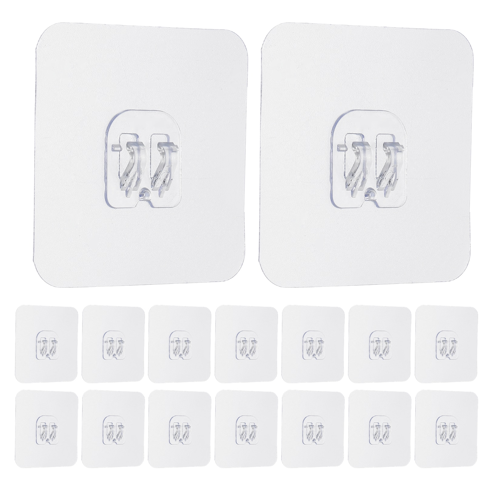 Unique Bargains 16pcs Shower Caddy Adhesive Replacement 2.8x2.8 Inch Square No Drilling Shower Caddy Hook Waterproof Adhesive Wall Hooks for Bathroom Soap Holder Kitchen Racks Clear 1 Hook #S26042700UX6224