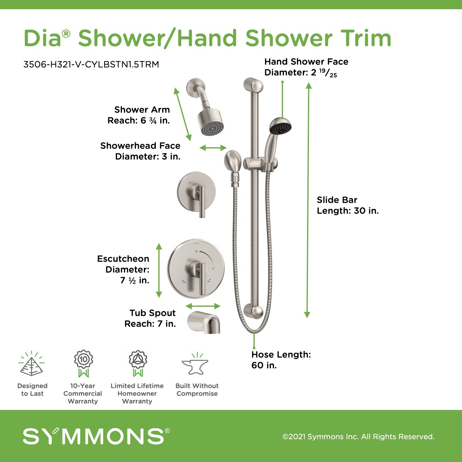 Symmons 3506-H321-V-CYLBSTN1.5TRM Tub-Shower-Faucets - View #2