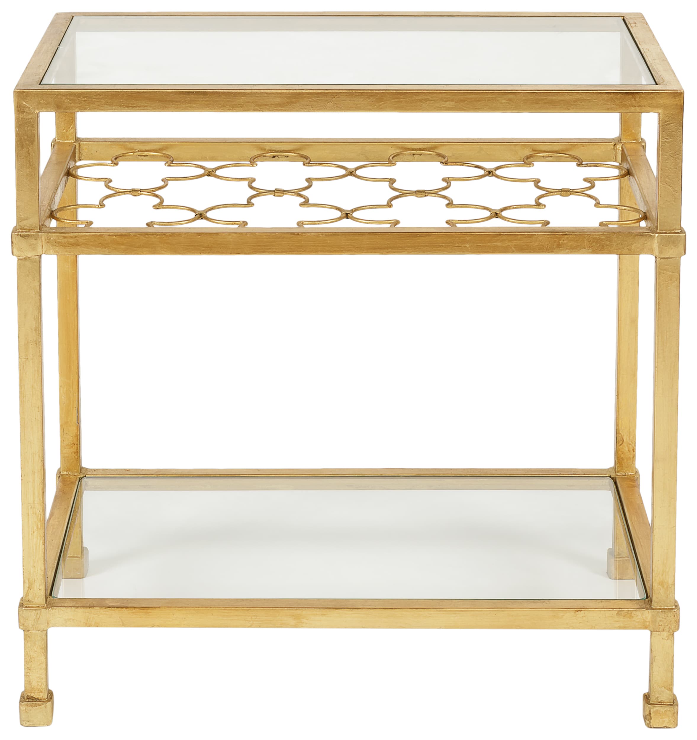Hanzel Gold Leaf Glass Top Rectangular Side Table